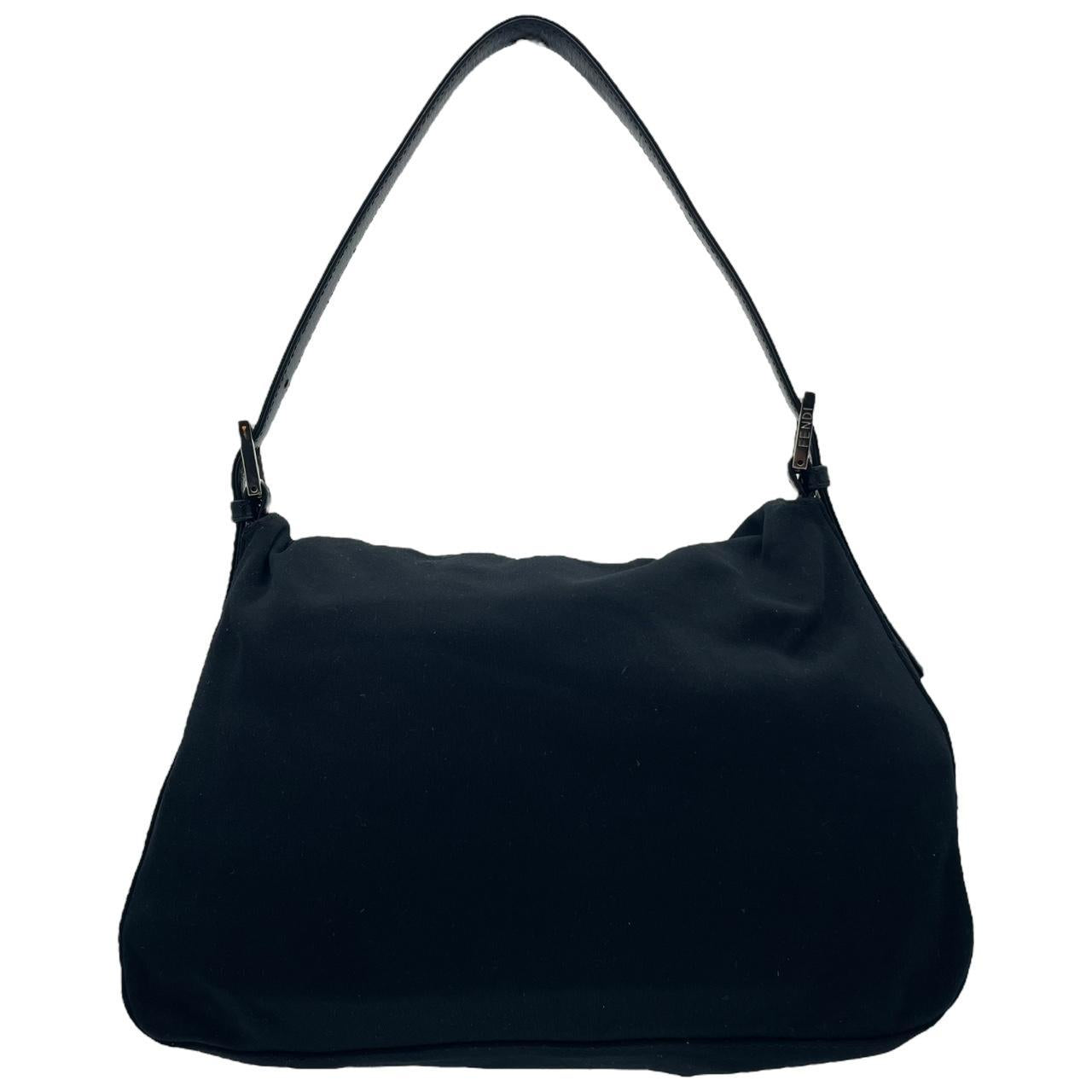 Fendi Black Neoprene Mama Baguette Shoulder Bag
