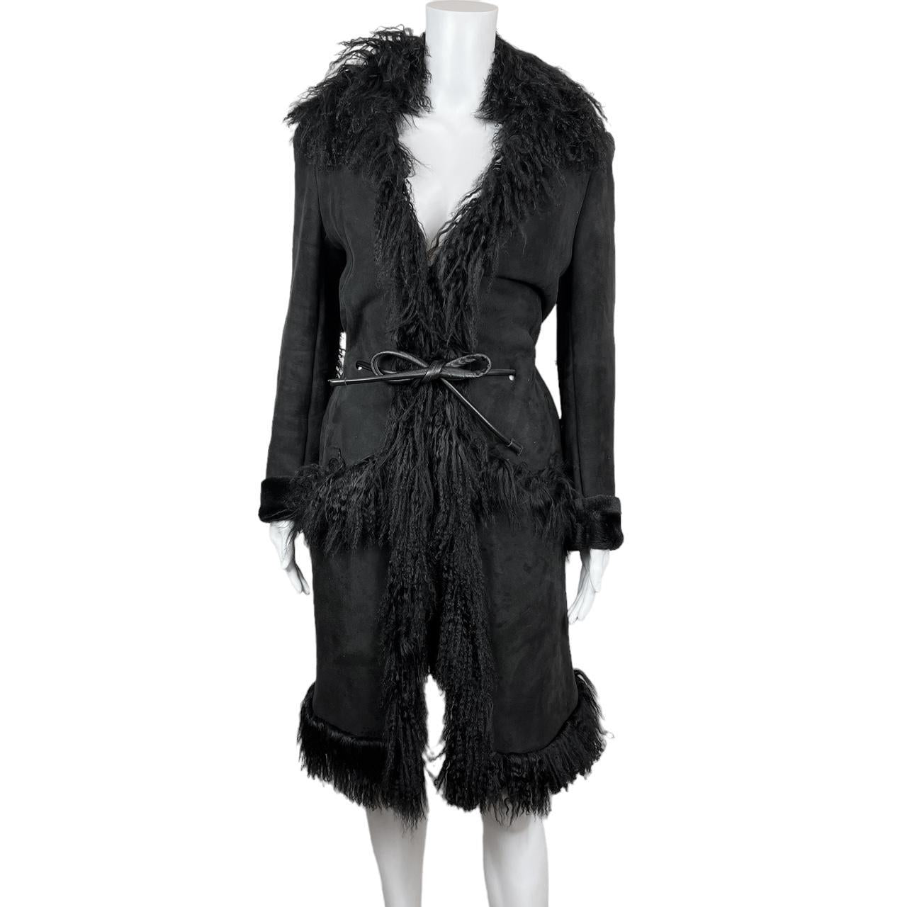Gucci Black Fur Leather Coat Tom Ford