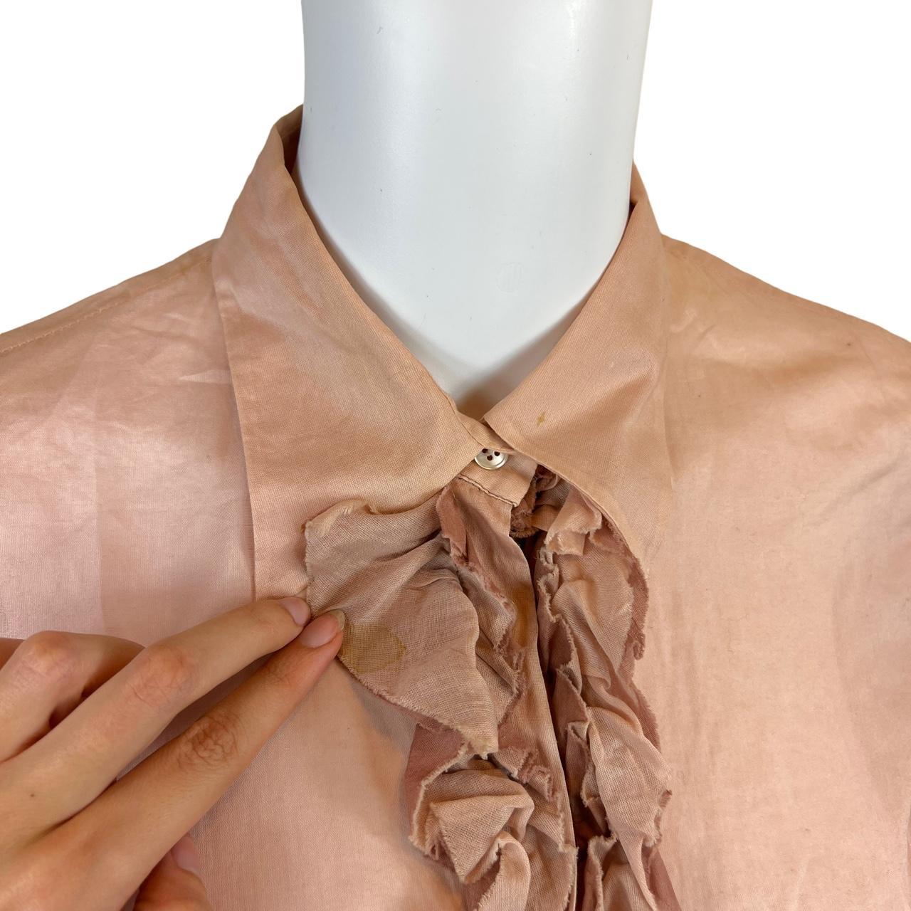 Miu Miu Muted Pink Ruffle Front Cotton Blouse Top - Outfit Repeater