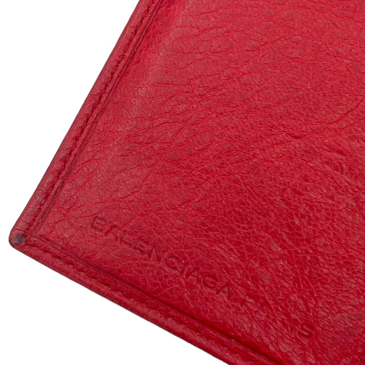 Balenciaga Red Leather City Wallet with Zip Pocket