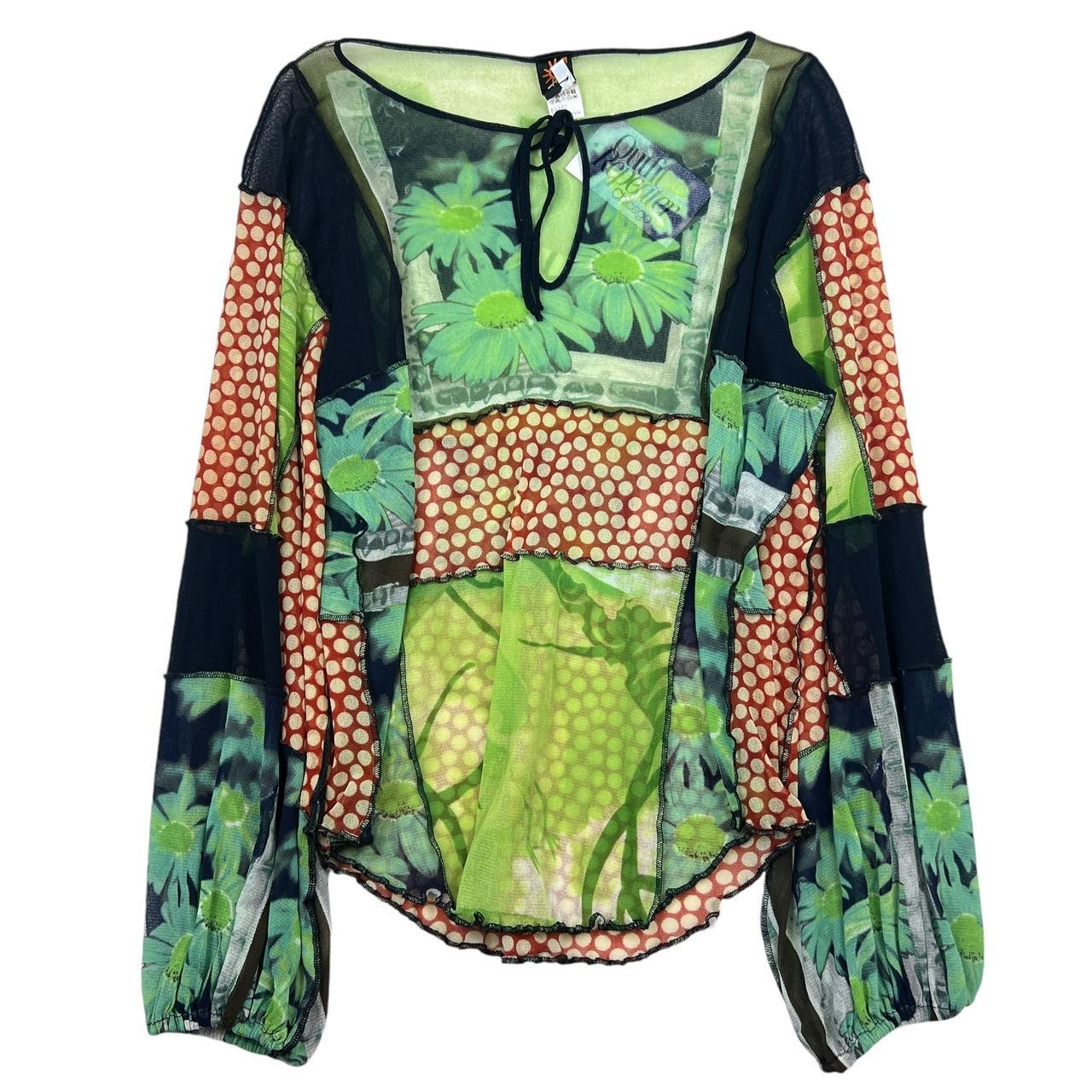 Jean Paul Gaultier Soleil Patchwork Printed Mesh Blouse Top - Outfit Repeater