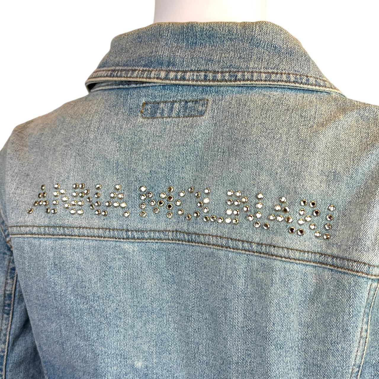 Anna Molinari (of Blumarine) Rhinestone Embellished Light Wash Denim Jacket