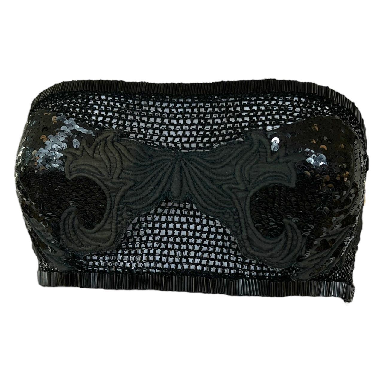 Roberto Cavalli S/S 2009 Black Beaded Bandeau Bra Top