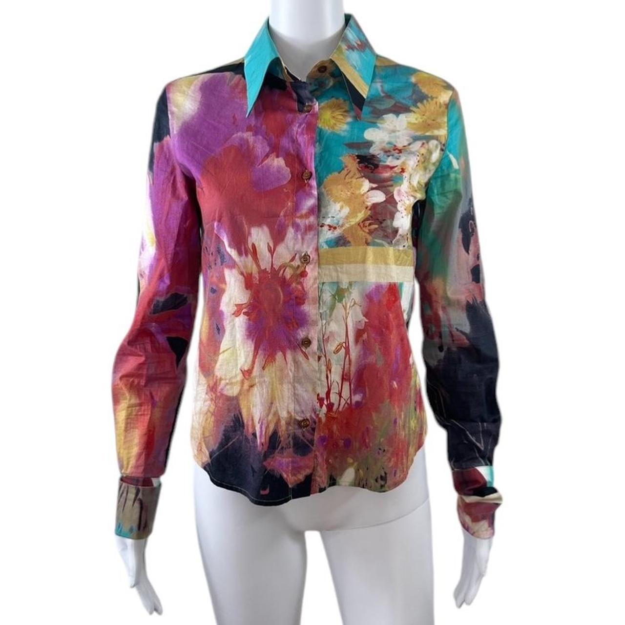 Just Cavalli Multicolor Printed Blouse with Classic Collar
