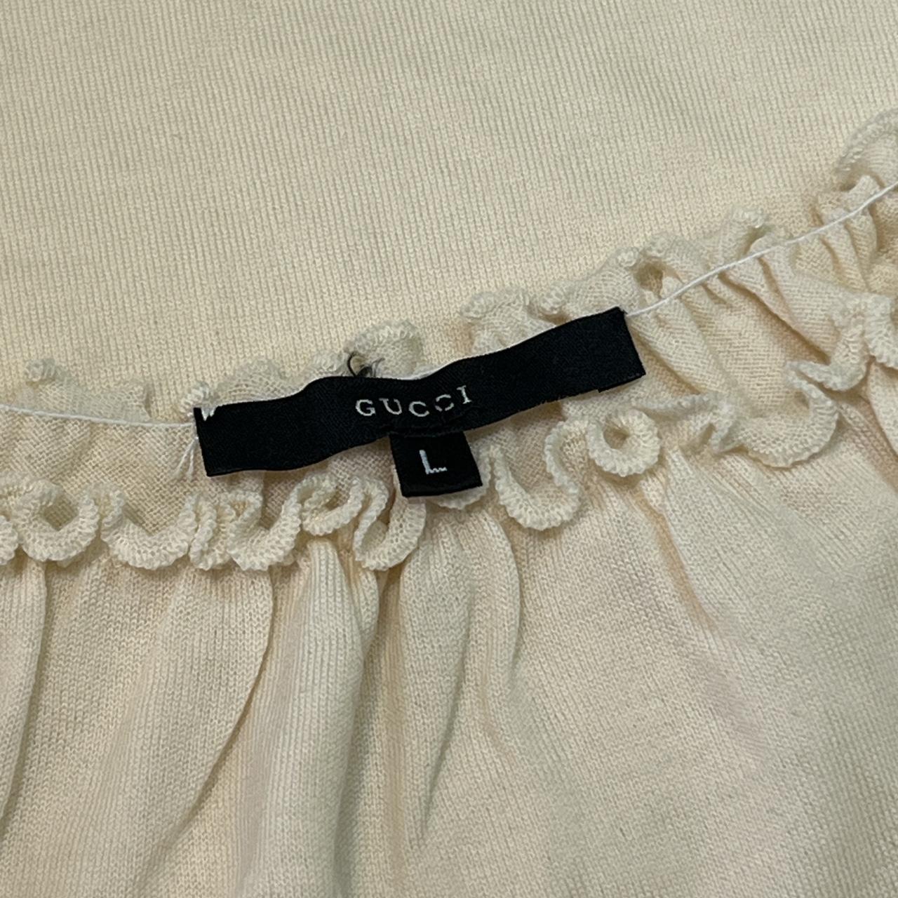 Gucci By Tom Ford 1999 Ivory Lettuce Edge Off The Shoulder Top - Outfit Repeater