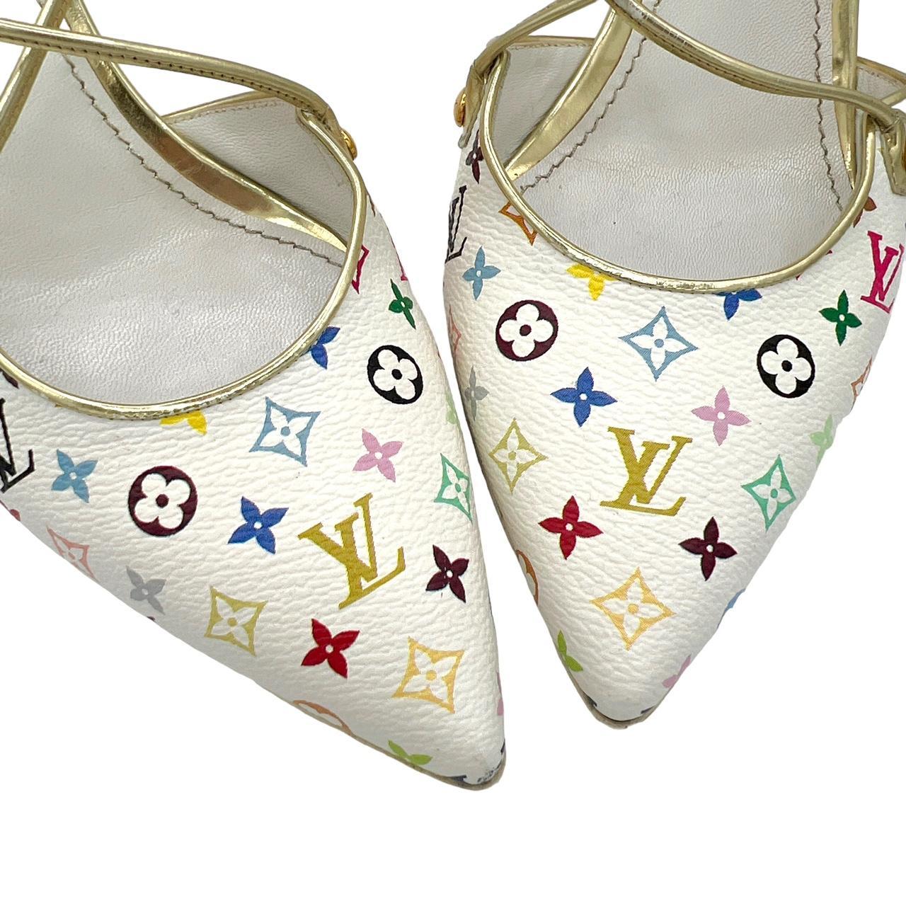 Louis Vuitton Pointed Toe Heels White Murakami Monogram