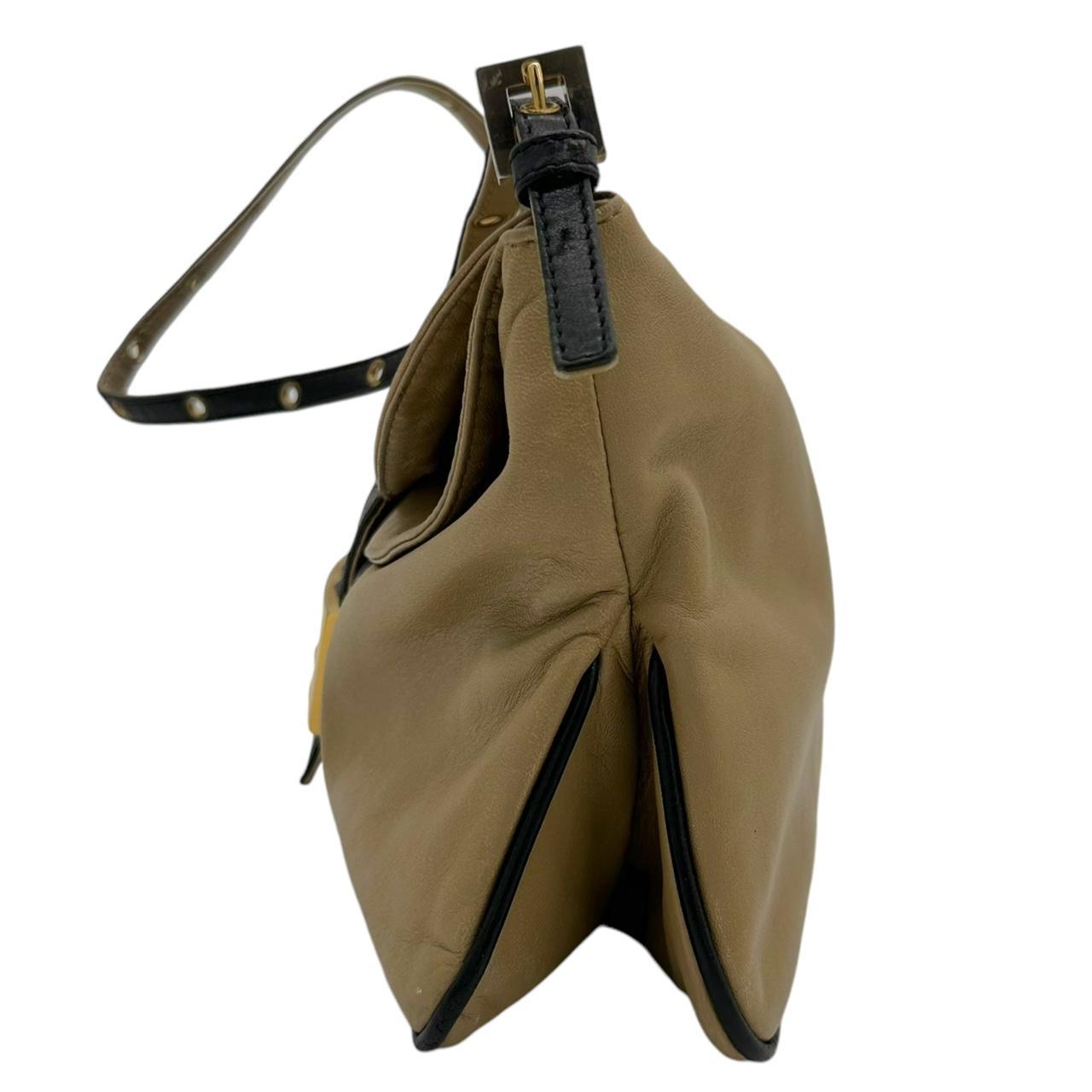 Fendi Two Tone Leather Fold-Over Baguette Shoulder Bag - Outfit Repeater