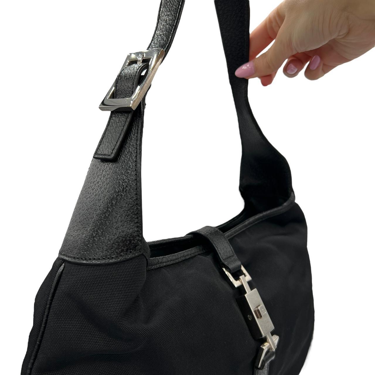 Gucci Jackie Black Canvas Leather Shoulder Bag