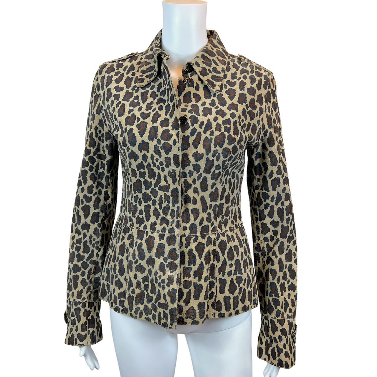 Dolce & Gabbana Leopard Print Suede Leather Jacket