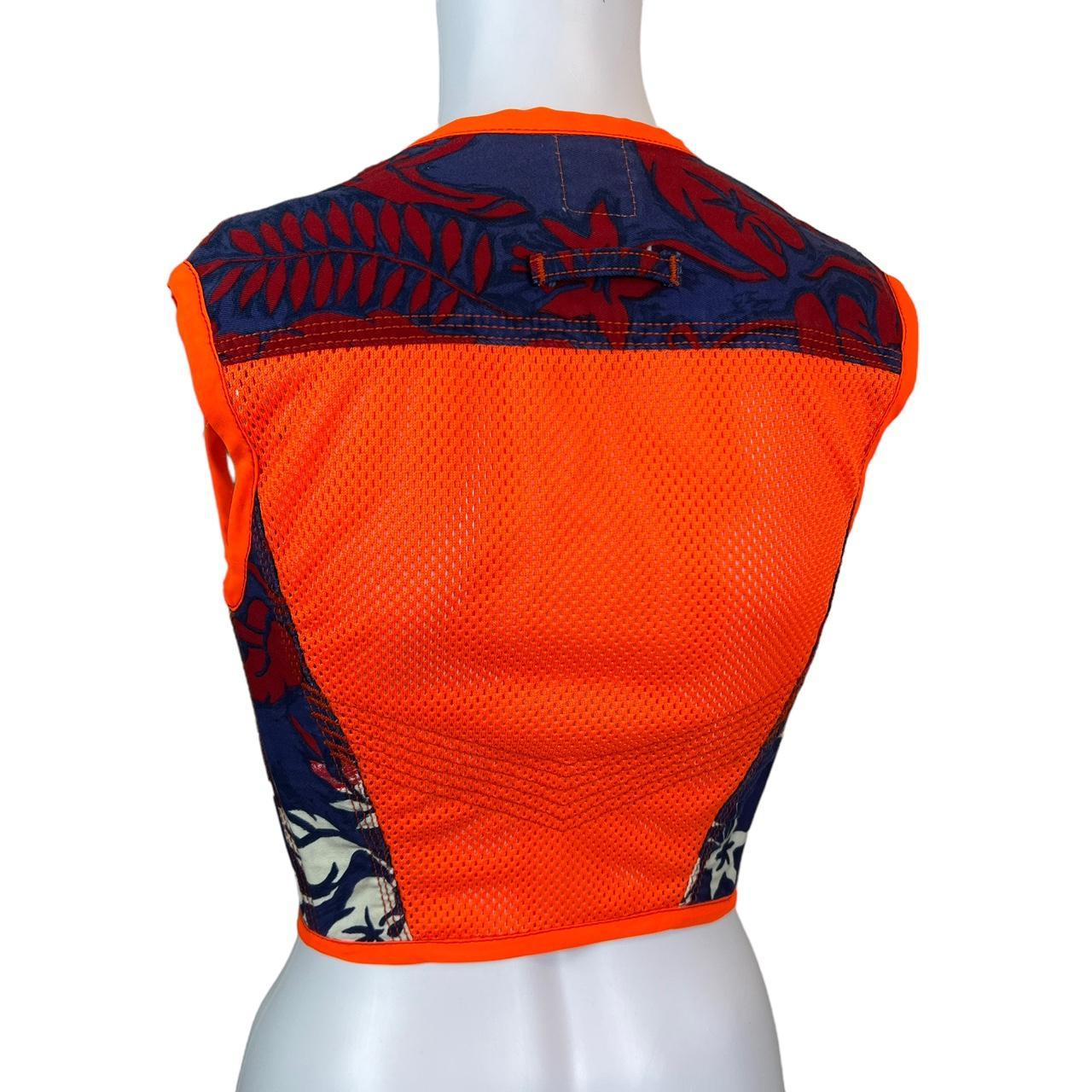 Jean Paul Gaultier Halter Jean Neon Orange and Floral Cropped Bustier