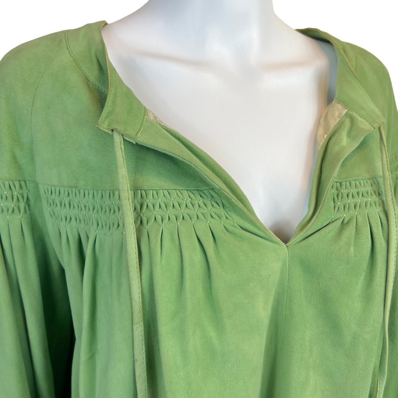 Loewe Green Lambskin Peasant Style Blouse Top