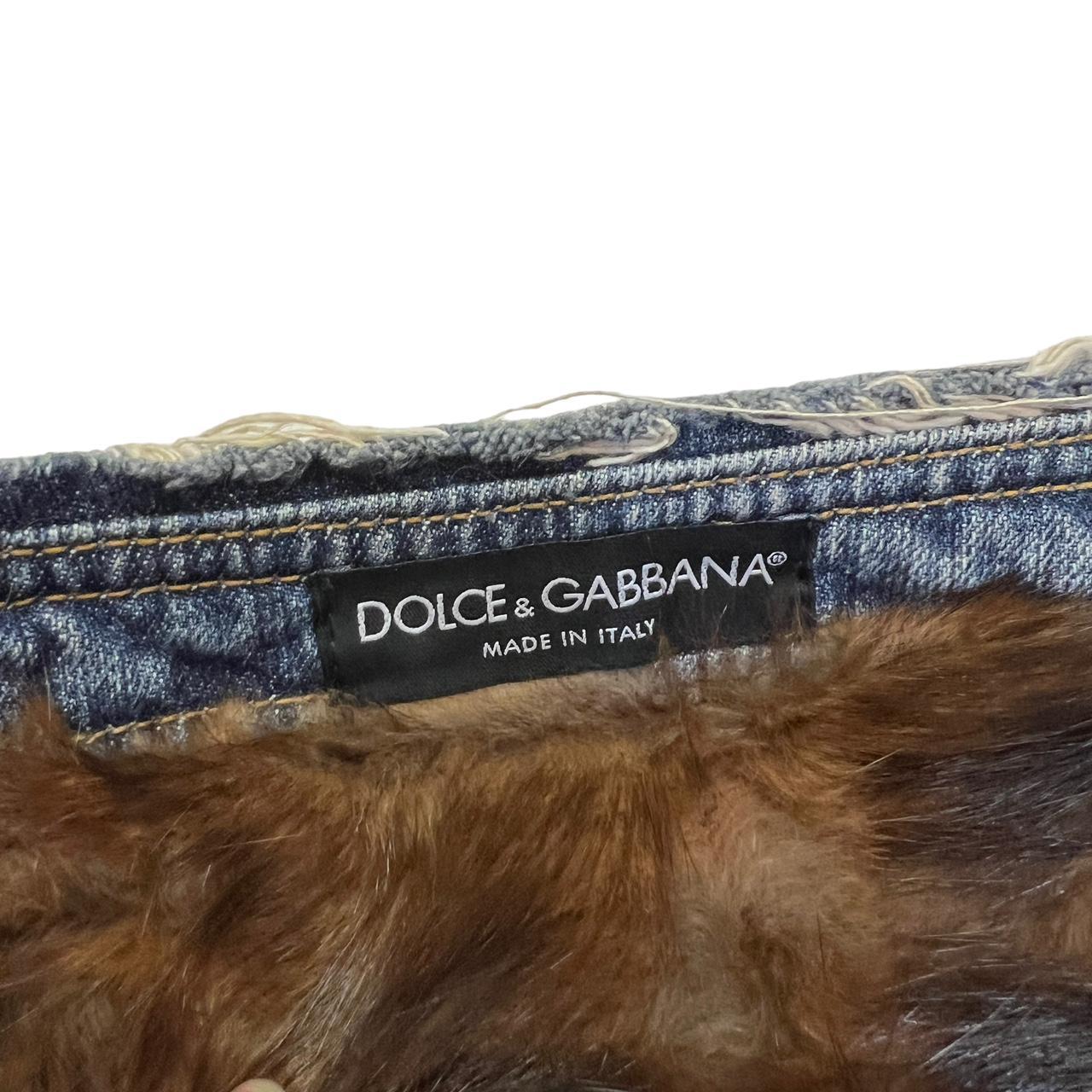 Dolce & Gabbana Distressed Denim Jacket with Embroidered Logo and Real Fur Collar - Outfit Repeater