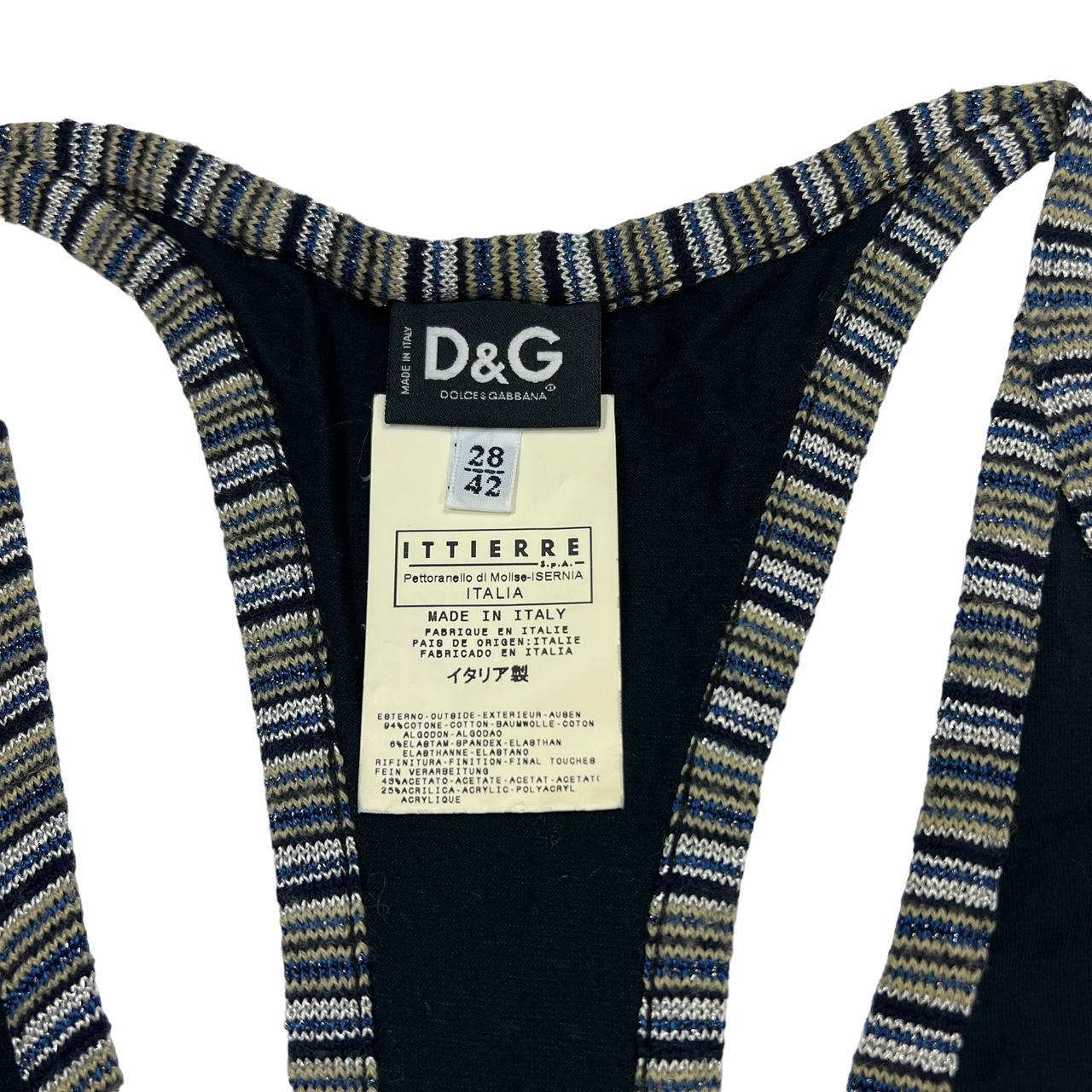 Dolce & Gabbana D&G 'Think Positive' Graphic Racerback Tank with Striped Trim