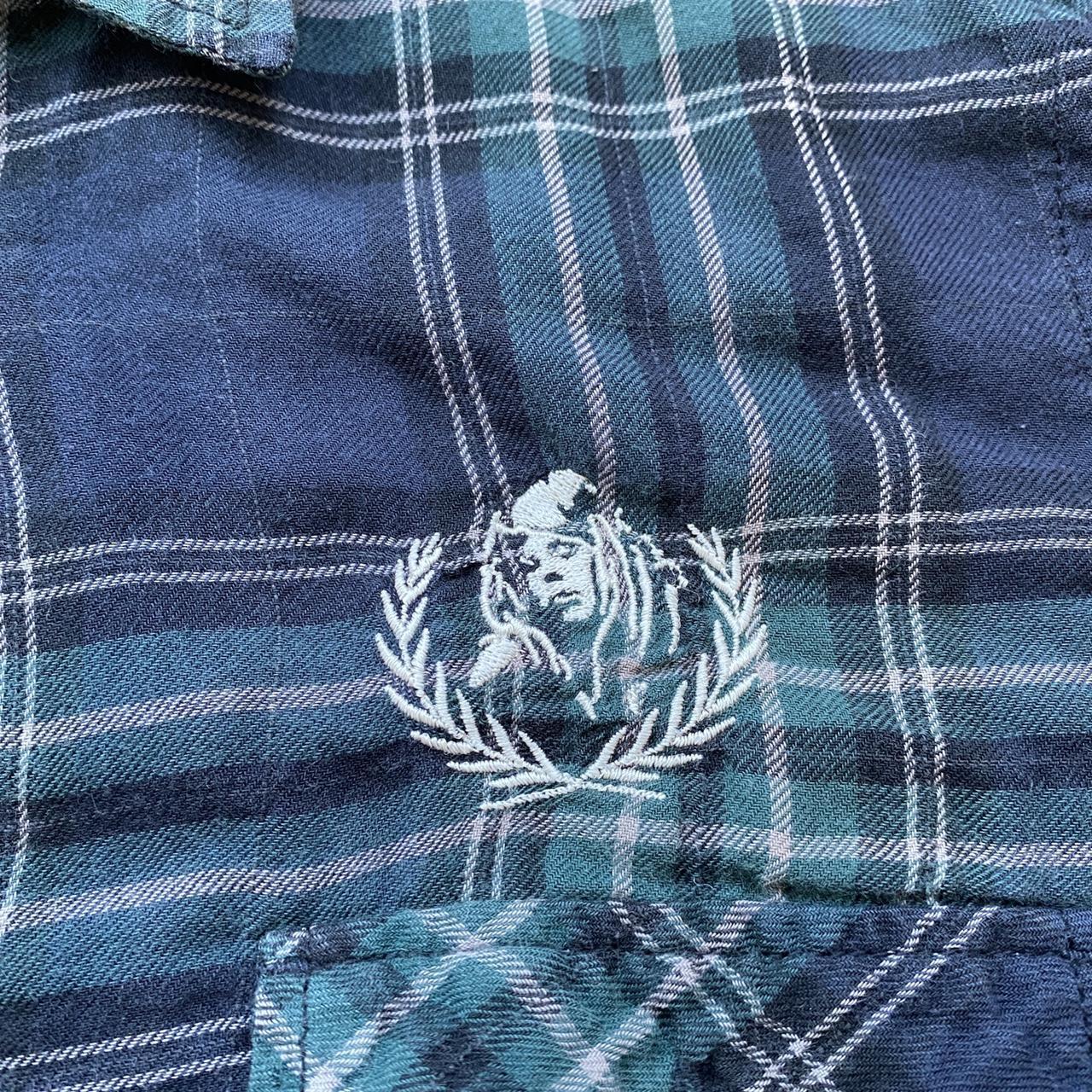 Hysteric Glamour Embroidered Blue and Green Plaid Shirt