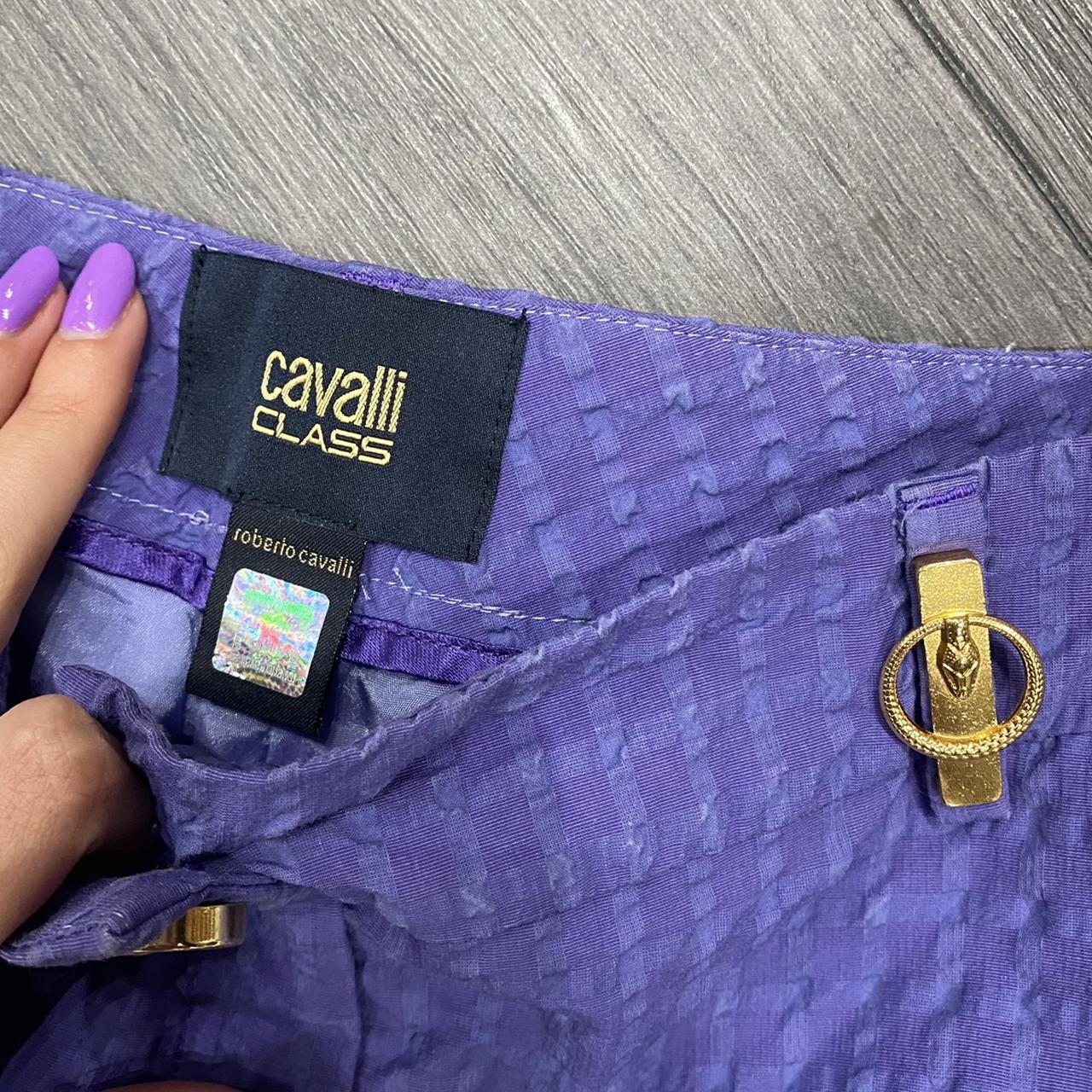 Roberto Cavalli Class Purple Textured Straight Leg Pants Trousers - Outfit Repeater