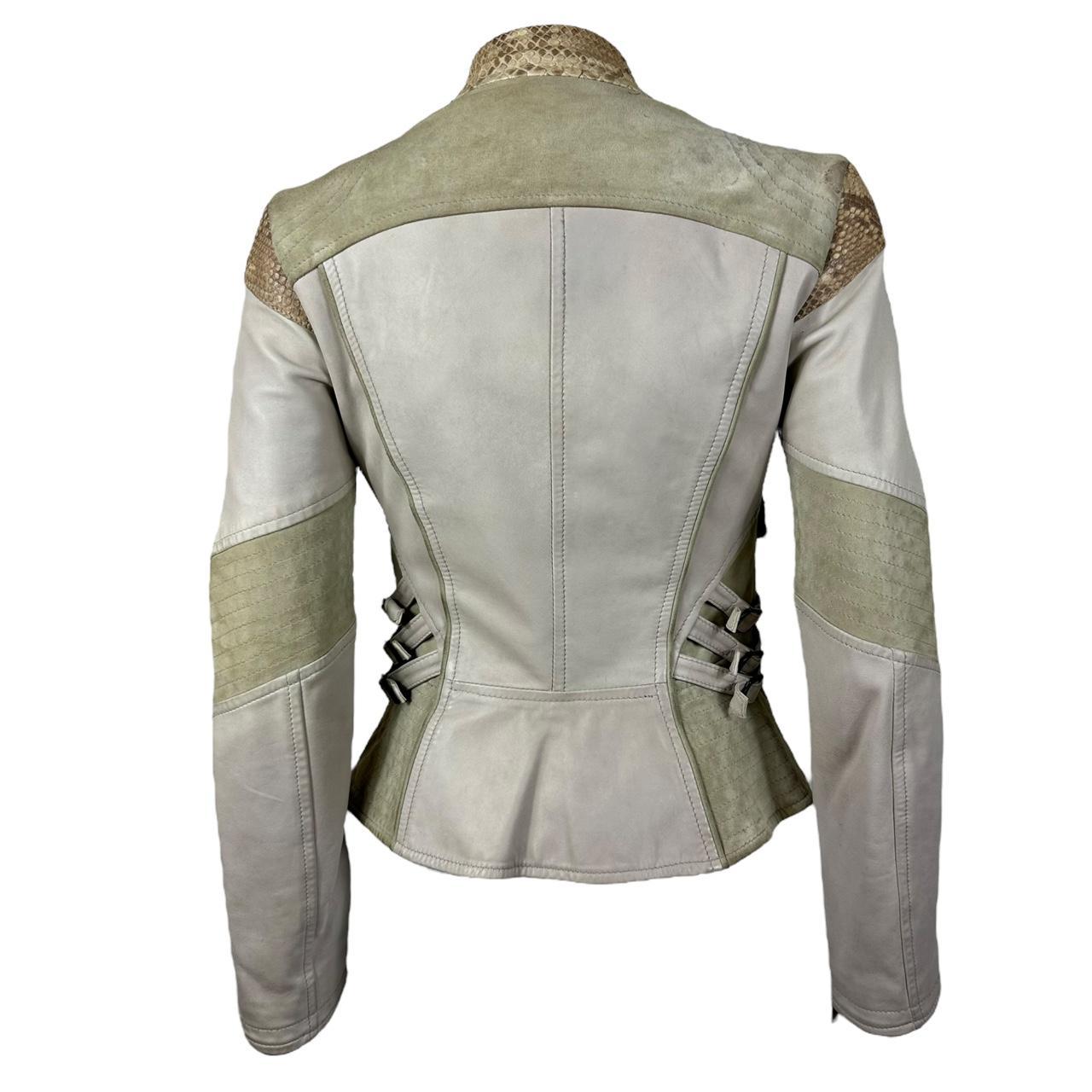 Just Cavalli by Roberto Cavalli Python Trim Leather Moto Jacket - Outfit Repeater
