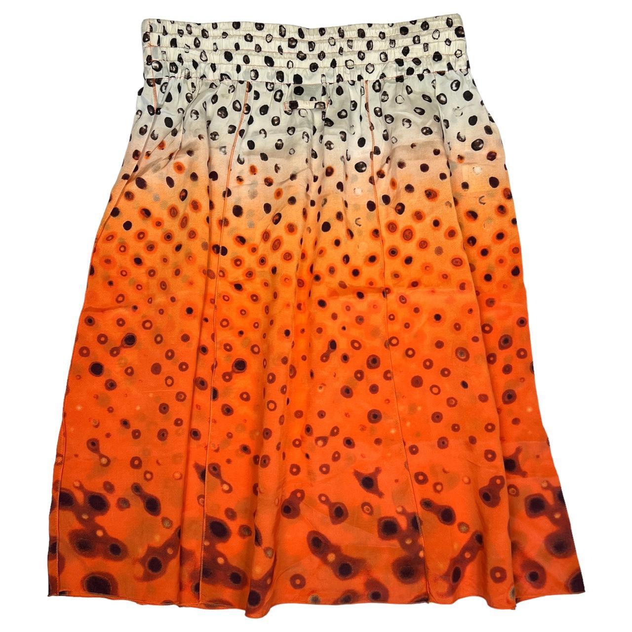 Jean-Paul Gaultier Femme Orange Spotted Ombre Patterned Mid Length Skirt