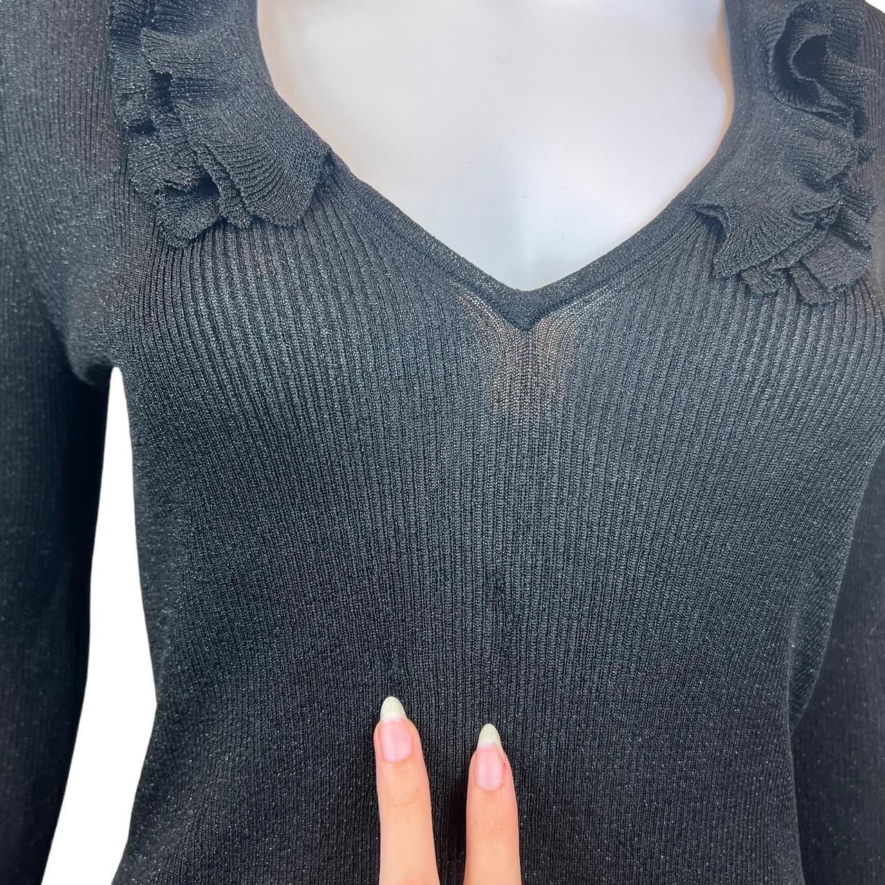 Gucci by Tom Ford F/W 2000 Black Lamé Knit Sweater with Ruffle Trim - Outfit Repeater