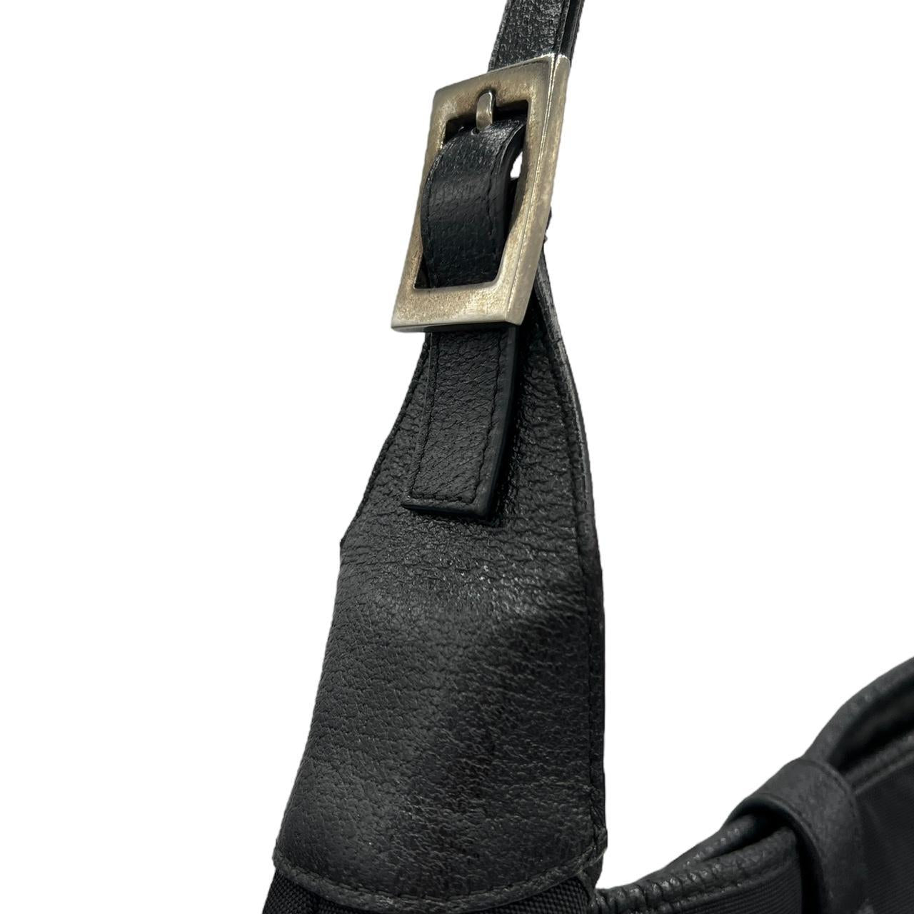 Gucci Jackie Black Canvas Leather Shoulder Bag