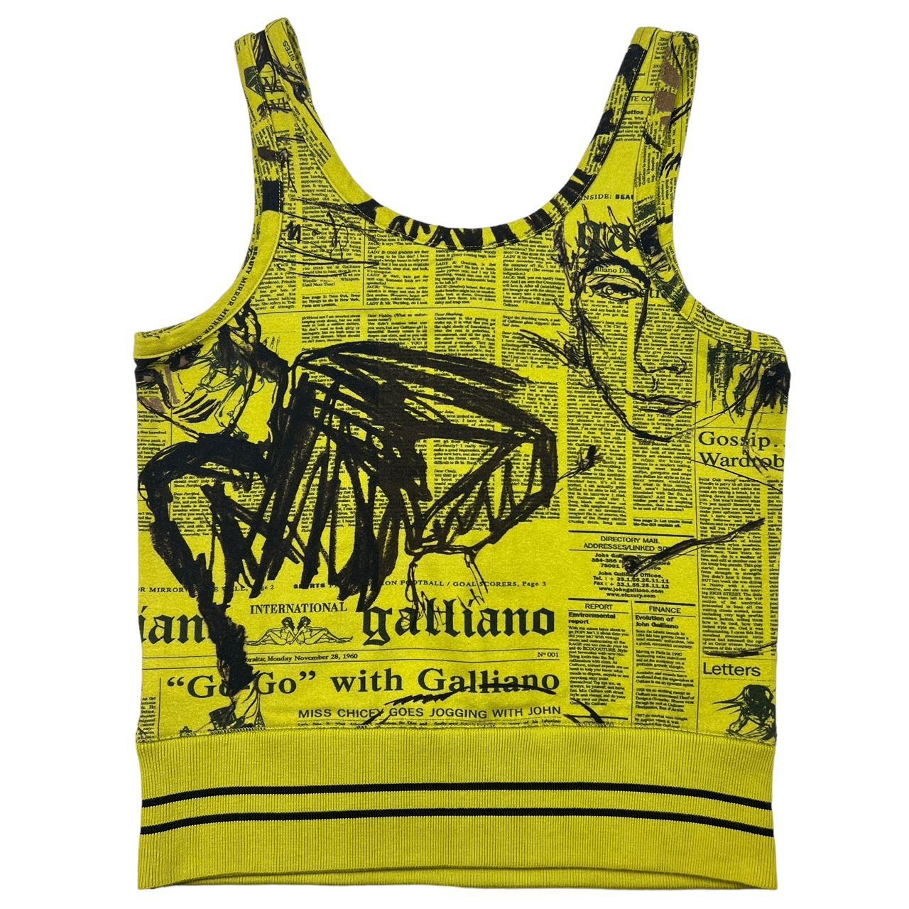 Galliano by John Galliano Green Newspaper Print Tank Top - Outfit Repeater