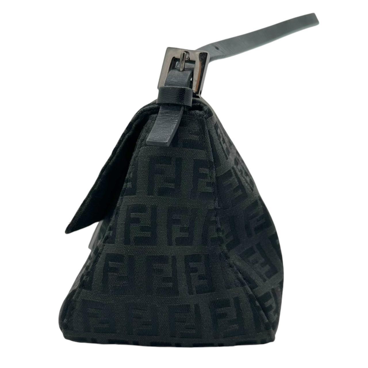 Fendi Black Zucchino Monogram Mini Mama Baguette Shoulder Bag