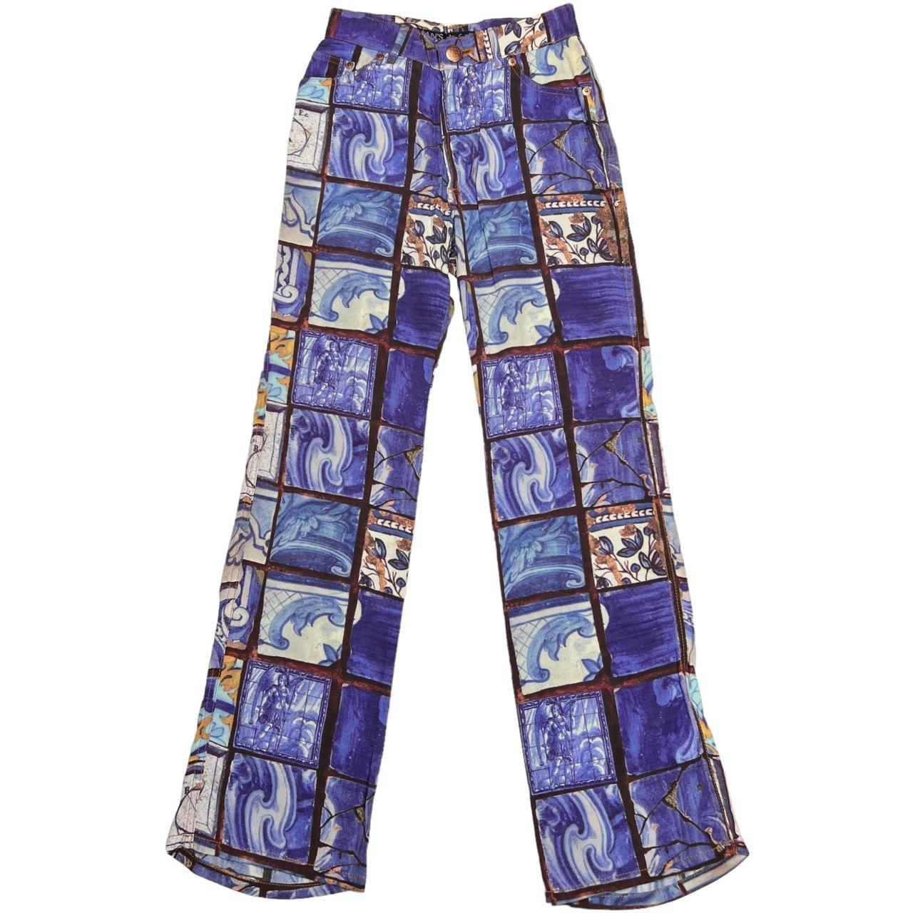 JPG Gaultier Jeans by Jean-Paul Gaultier Purple Spanish Tile Inspired Printed Pants