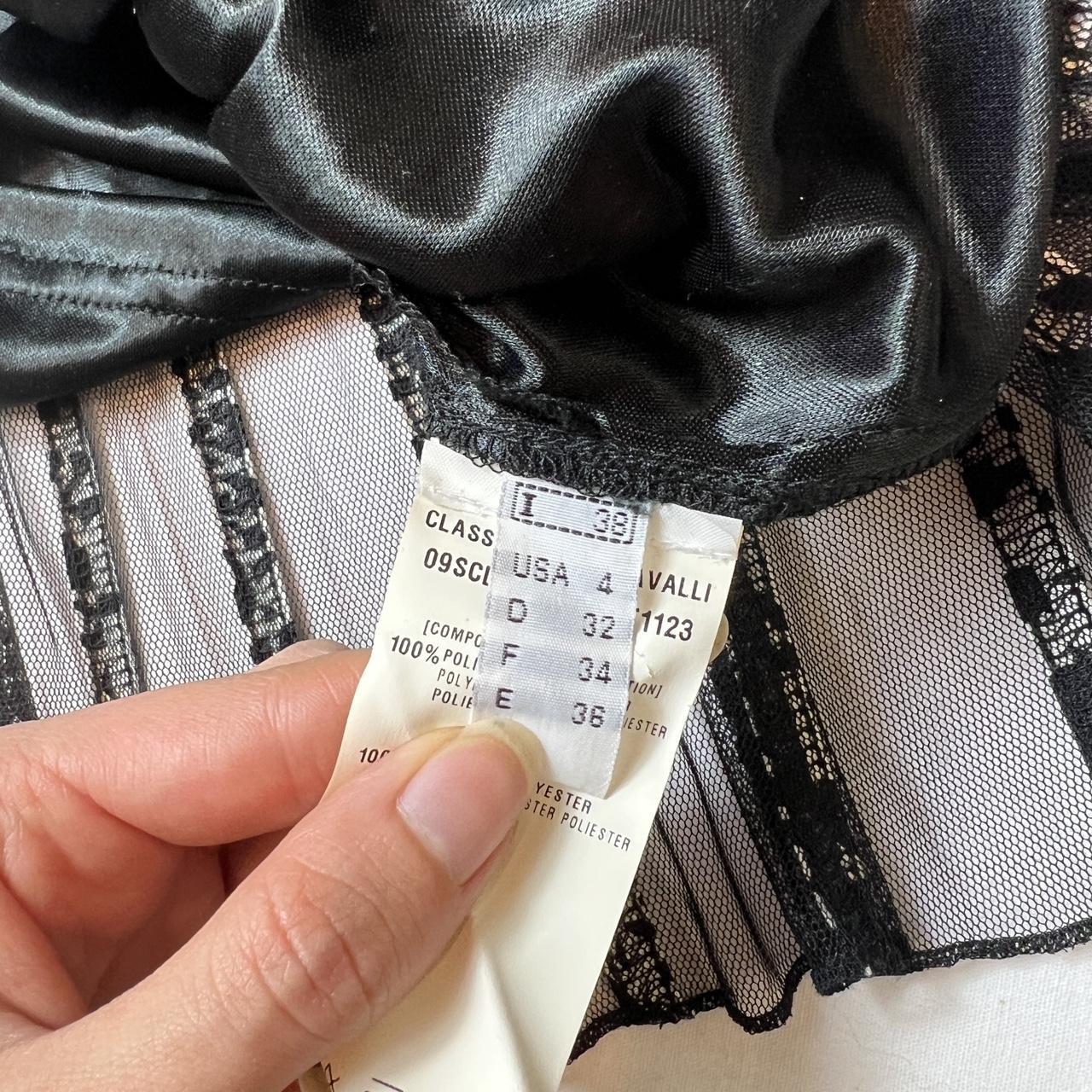 Class by Roberto Cavalli Black Mesh Babydoll Style Cami Blouse with White Leopard Stripes - Outfit Repeater