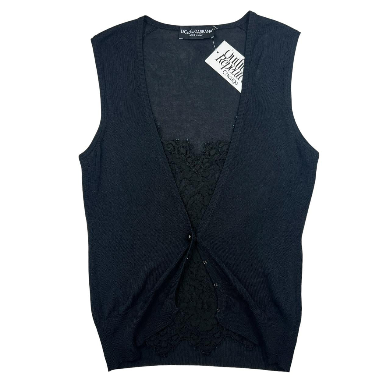 Dolce & Gabbana Lace & Knit Vest Top