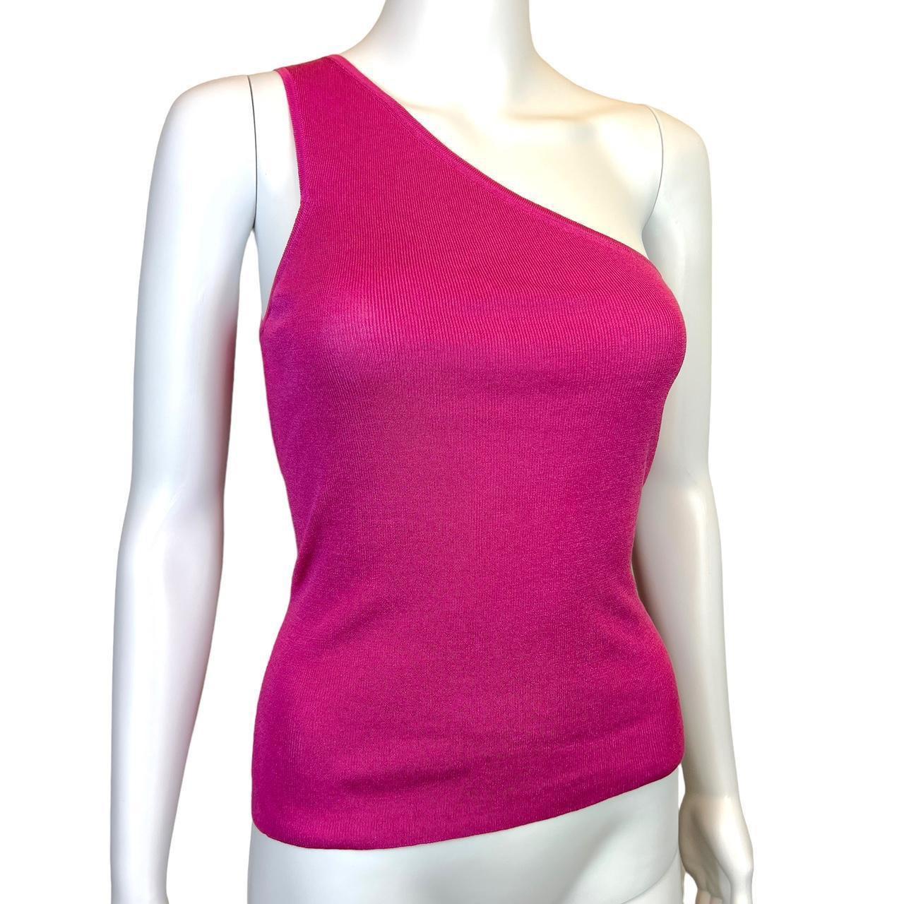 Gucci By Tom Ford Pink Silk Knit One Shoulder Tank Top - Outfit Repeater