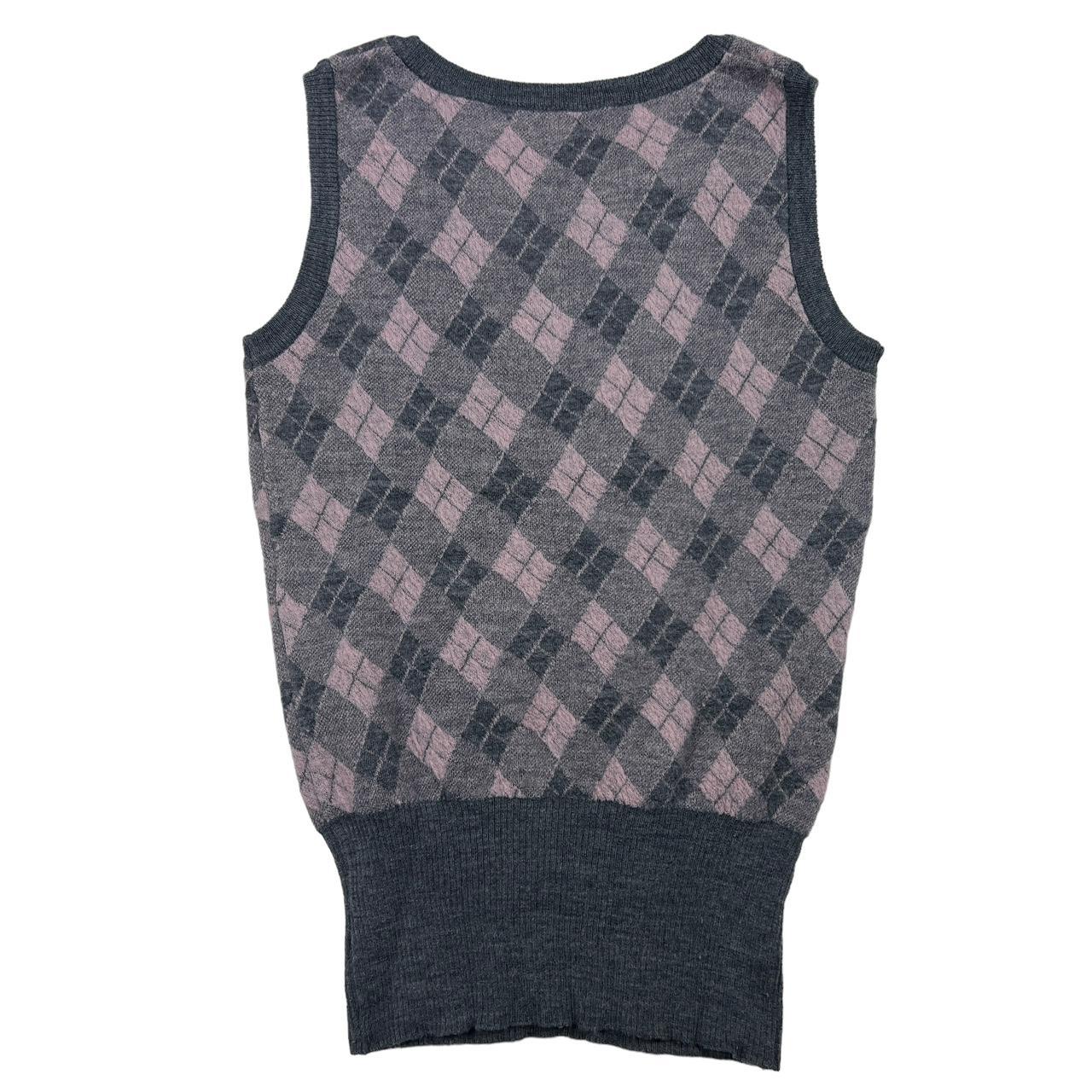 Vivienne Westwood Pink and Gray Argyle Knit Tank Top - Outfit Repeater