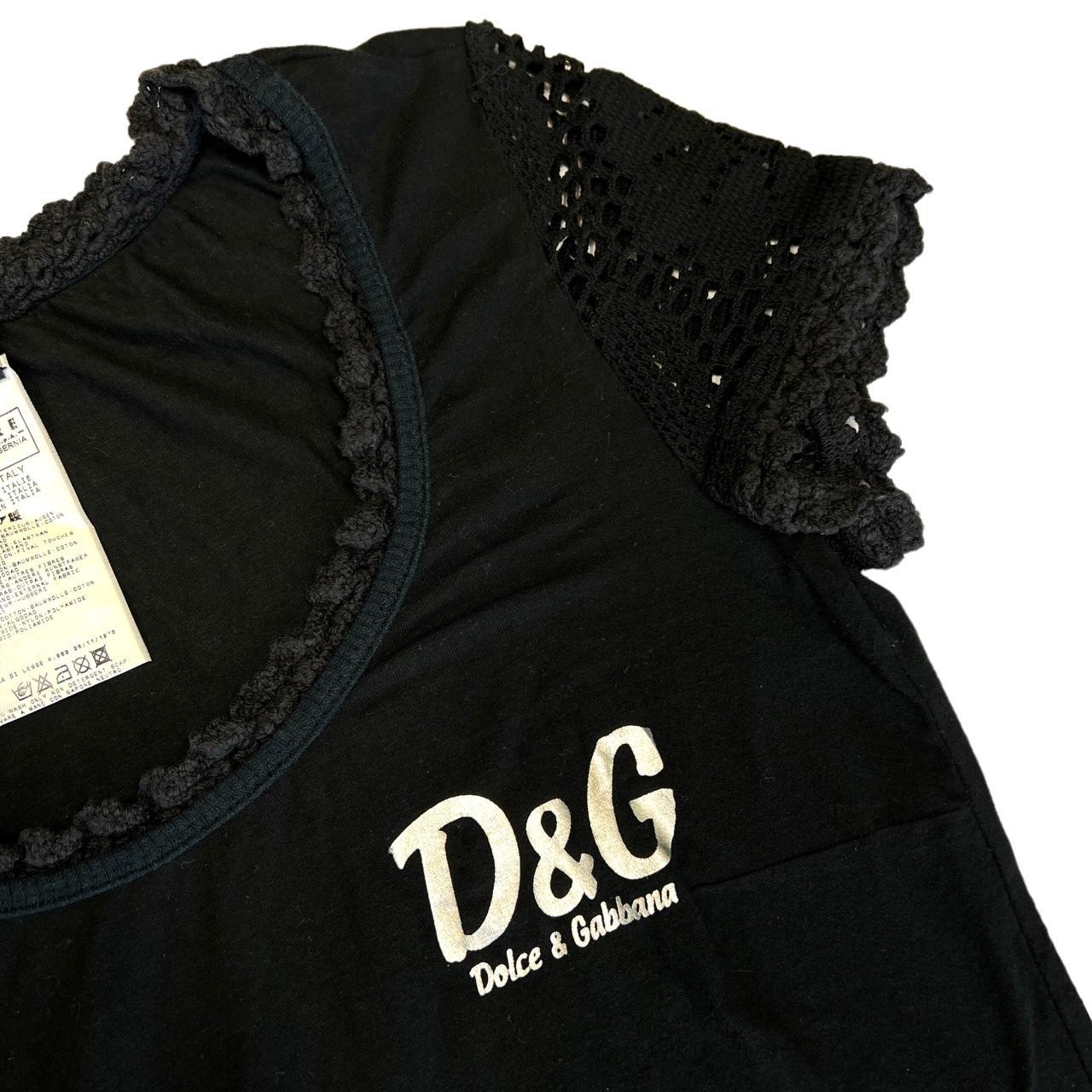 Dolce & Gabbana Black Logo T-Shirt with Crochet Sleeves - Outfit Repeater