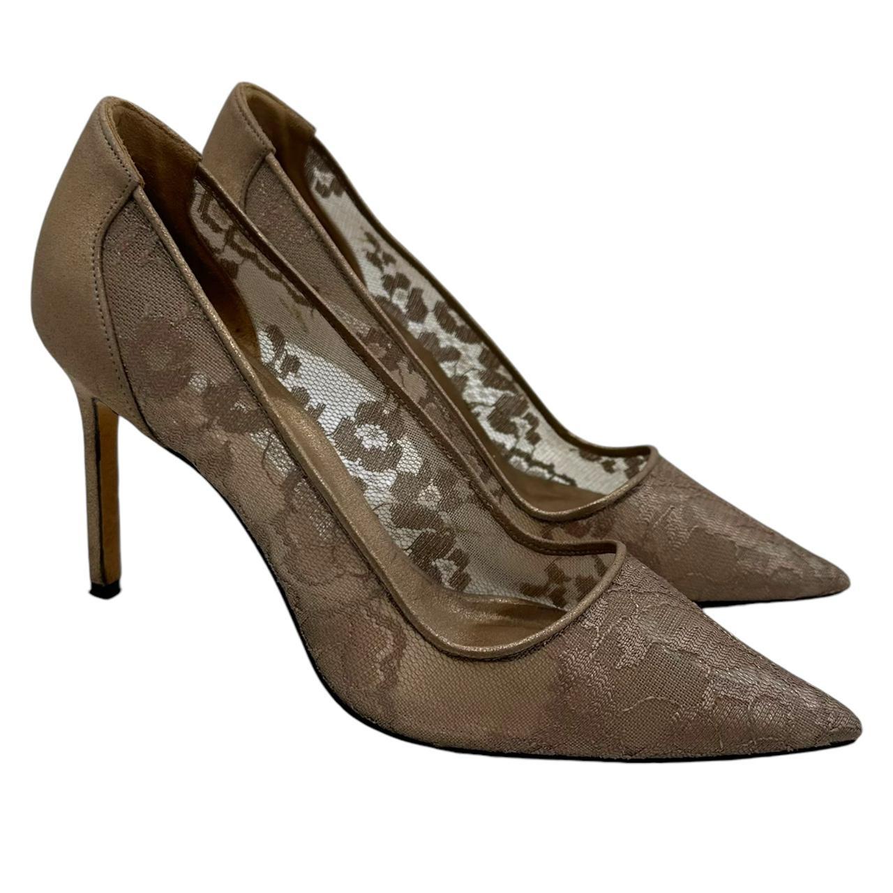 Manolo Blahnik Tan Lace Heels