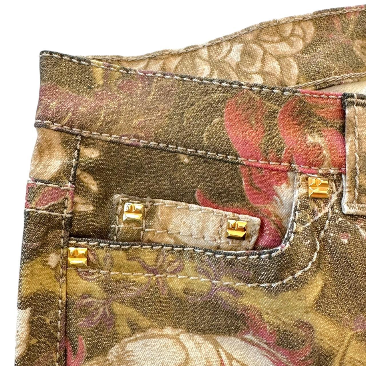 Roberto Cavalli Gold Floral Printed Jeans - Outfit Repeater