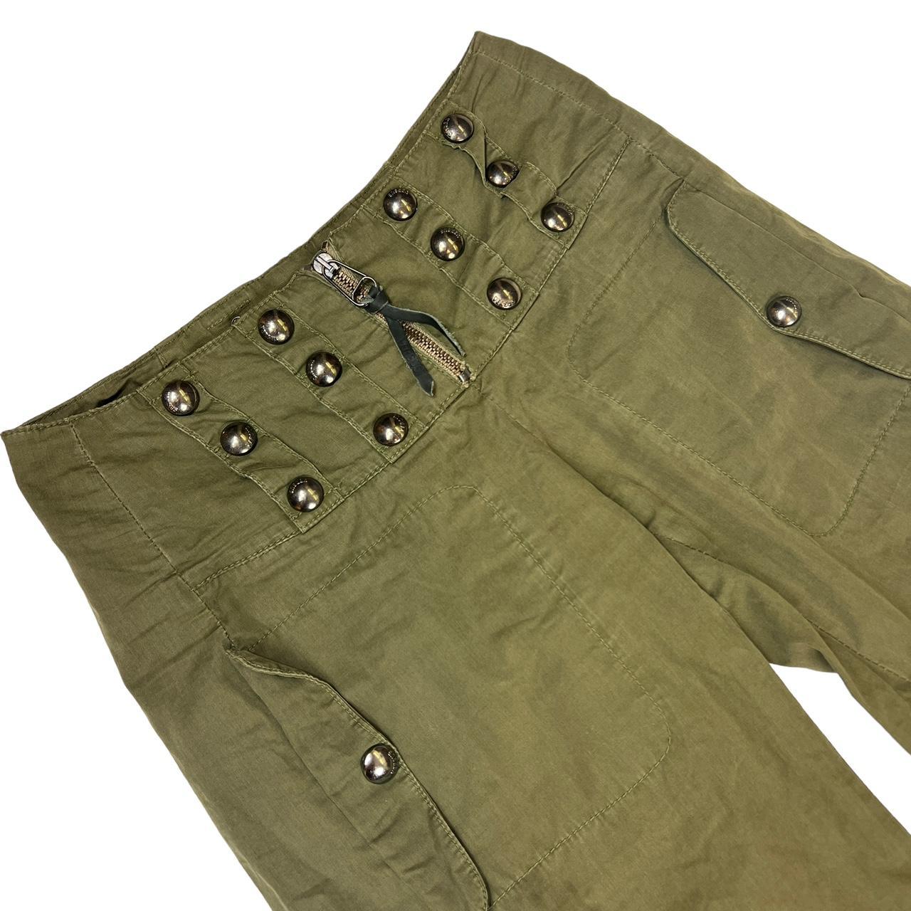 Versus Versace Khaki Green Studded Convertible Cargo Pants / Capris