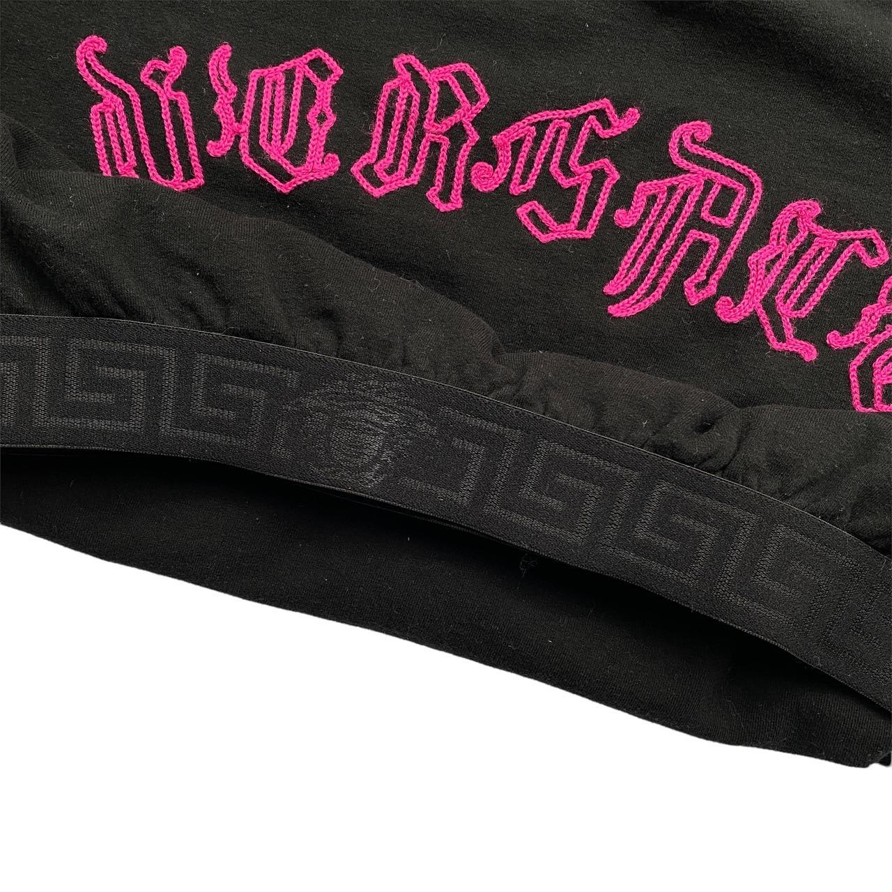 Versace Mainline Bright Pink Embroidered Logo T-Shirt with Signature Medusa Band - Outfit Repeater