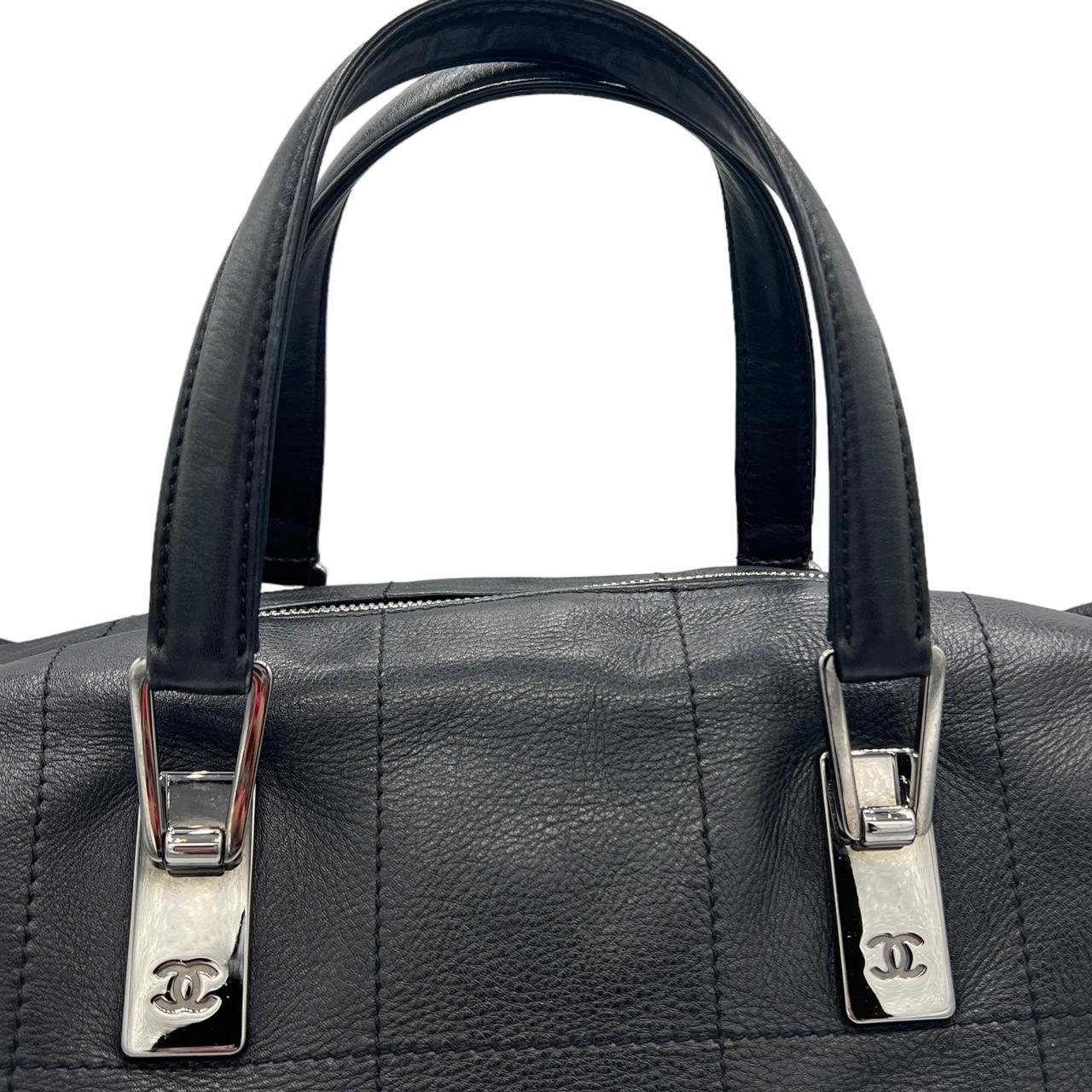 Chanel Black Chocolate Bar Quilted Leather Boston Bag - Outfit Repeater