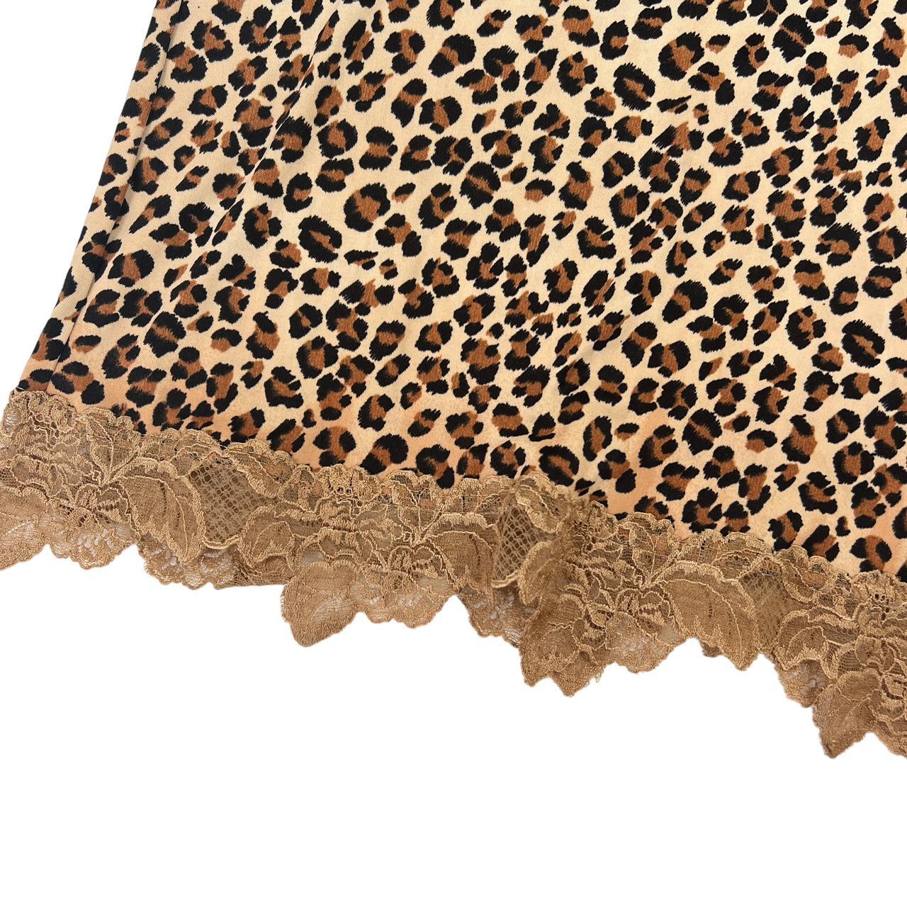 Morgan De Toi Leopard Print Midi Skirt Lace Trim