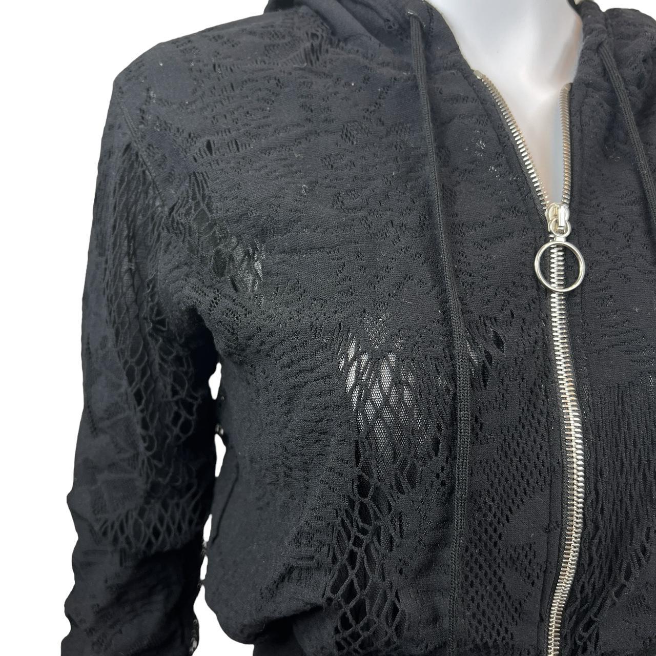 Jean Paul Gaultier Soelil Black Fishnet Mesh Knit Hoodie - Outfit Repeater