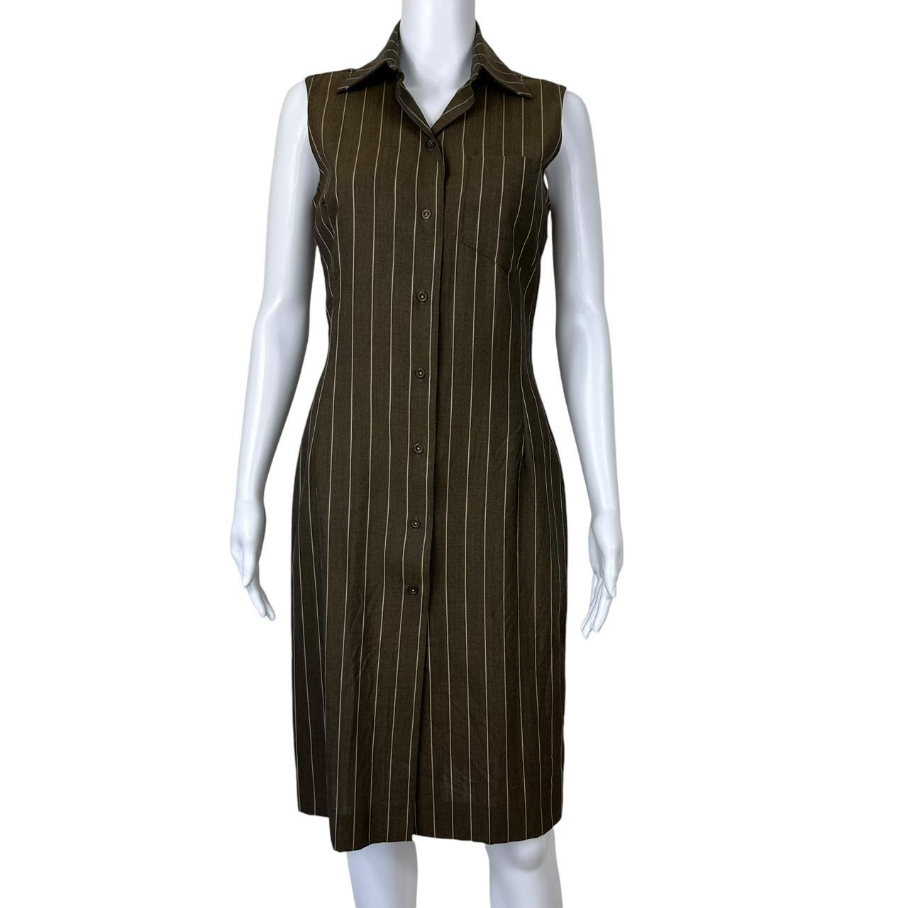 Christian Dior Brown Pinstripe Midi Dress