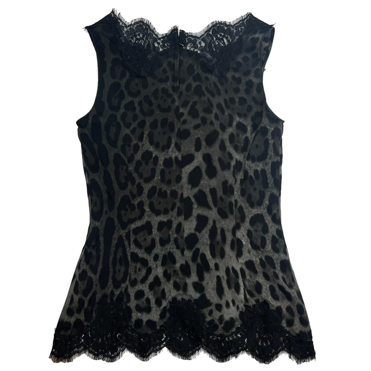 Dolce & Gabbana Silk Leopard Blouse with Lace Trim - Outfit Repeater