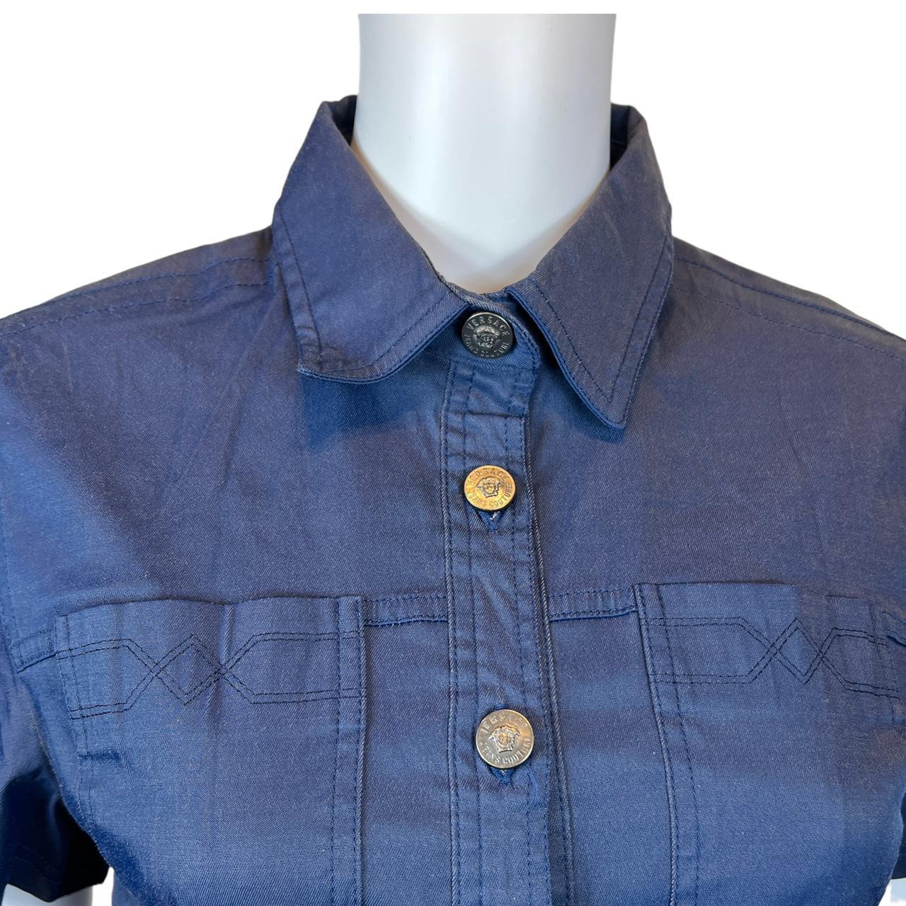 Versace Jeans Couture Blue Canvas Button Up Mini Dress - Outfit Repeater