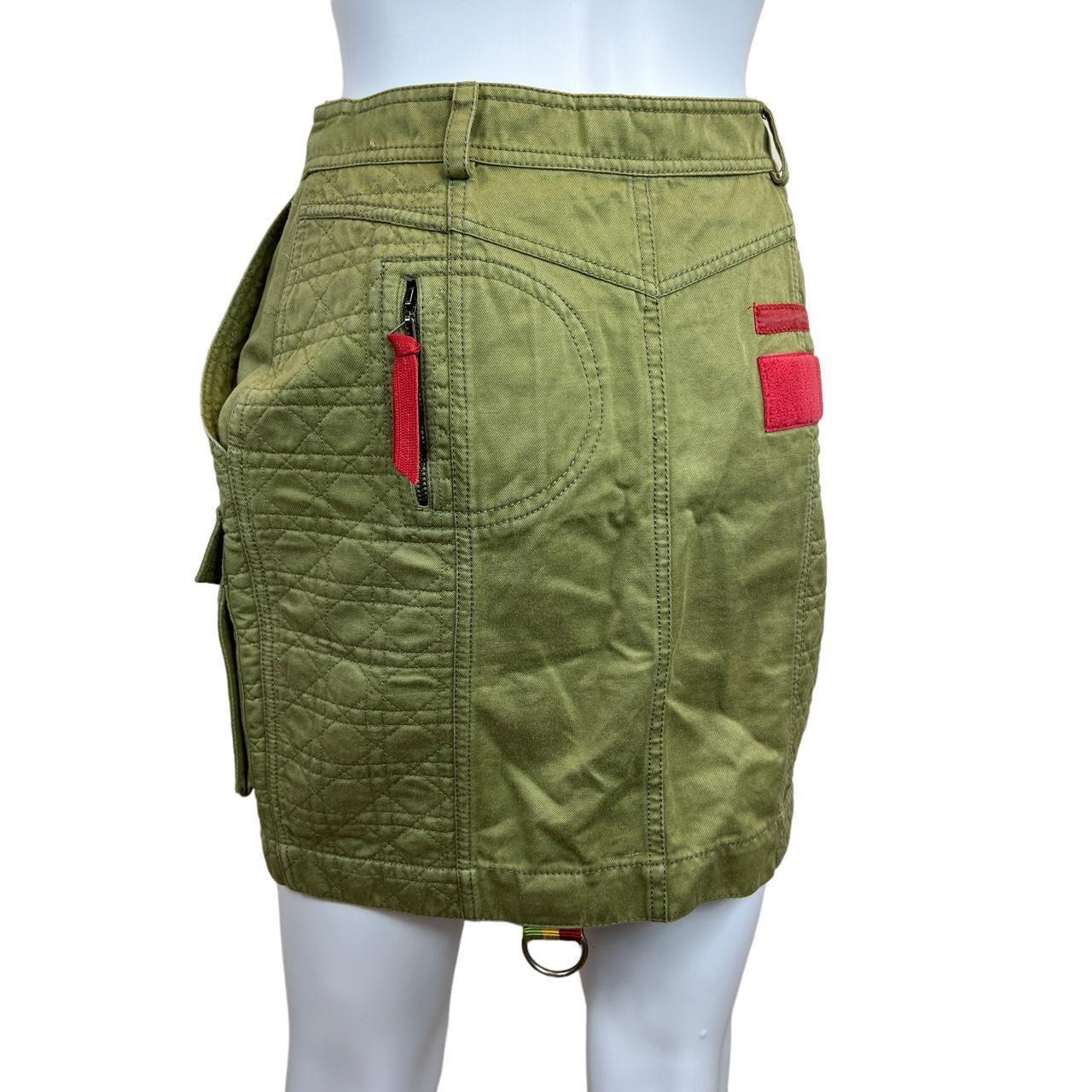 Christian Dior by John Galliano Sprint 2005 Rasta Collection Khaki Green Cargo Style Mini Skirt