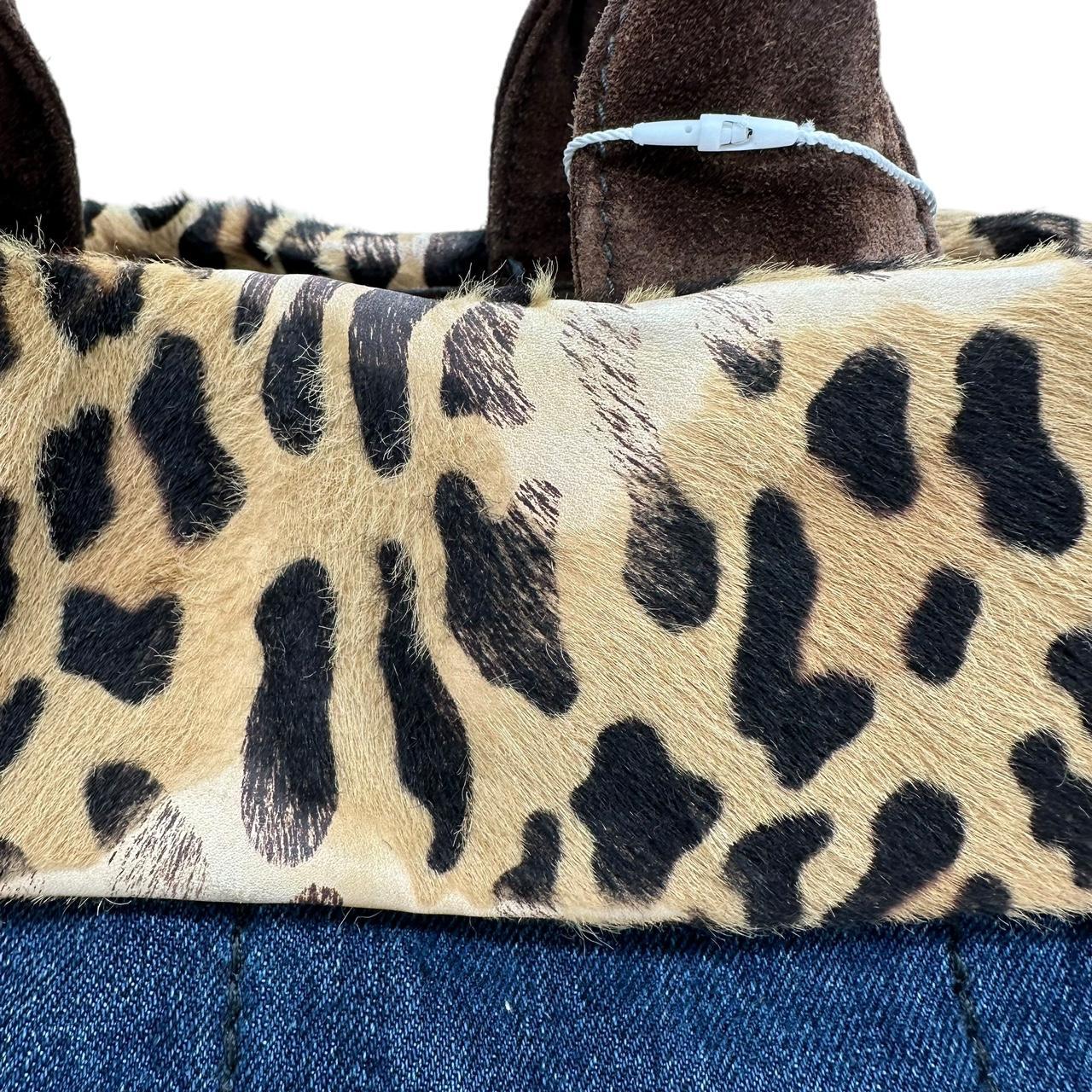 Prada Denim and Leopard Ponyhair Trim Canapa Tote Bag - Outfit Repeater