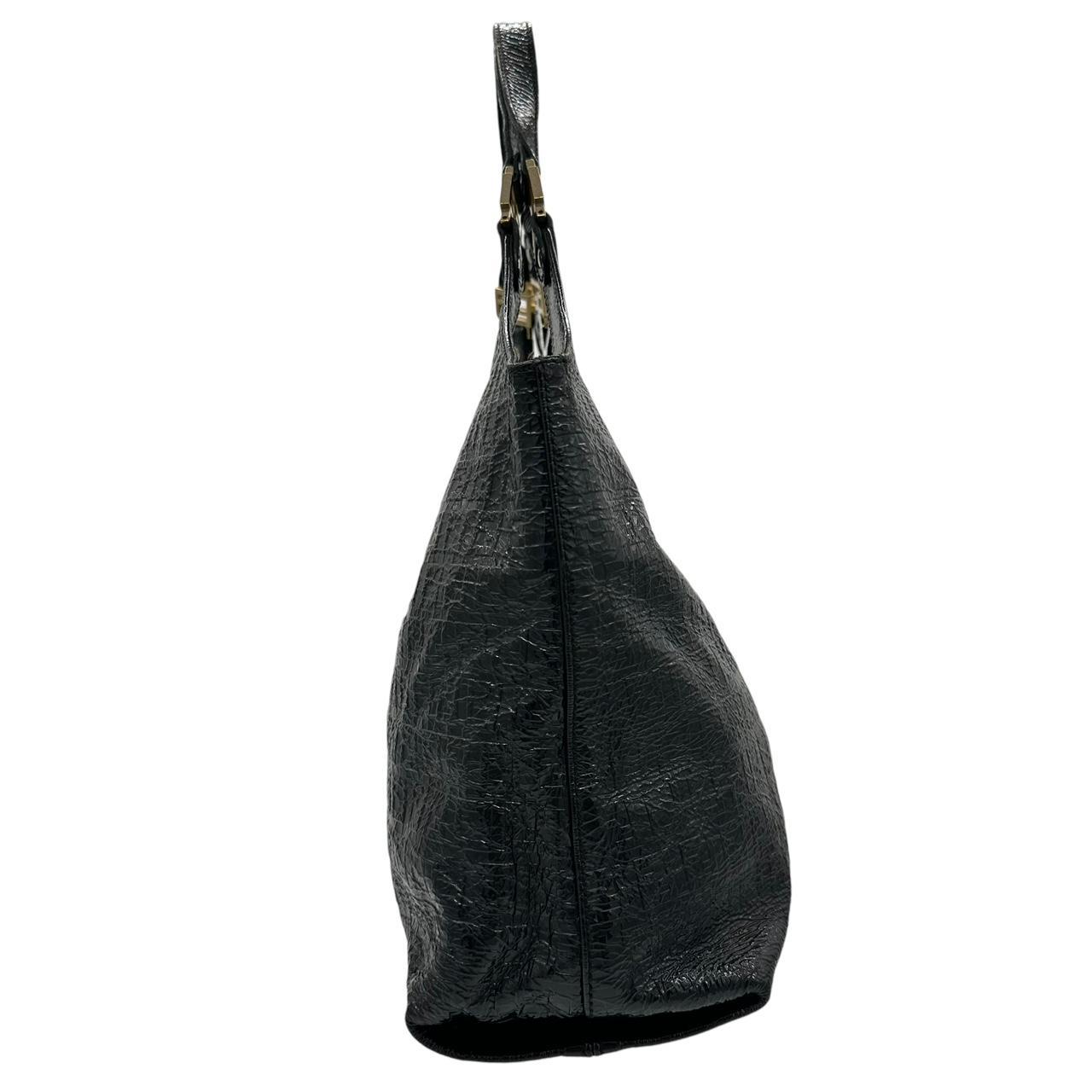 Fendi Black Patent Leather Hobo Bag