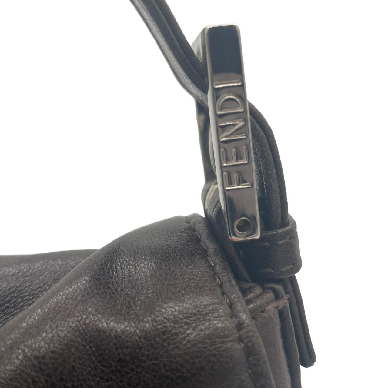 Fendi Black Leather Shoulder Bag With Purple Stone Detail