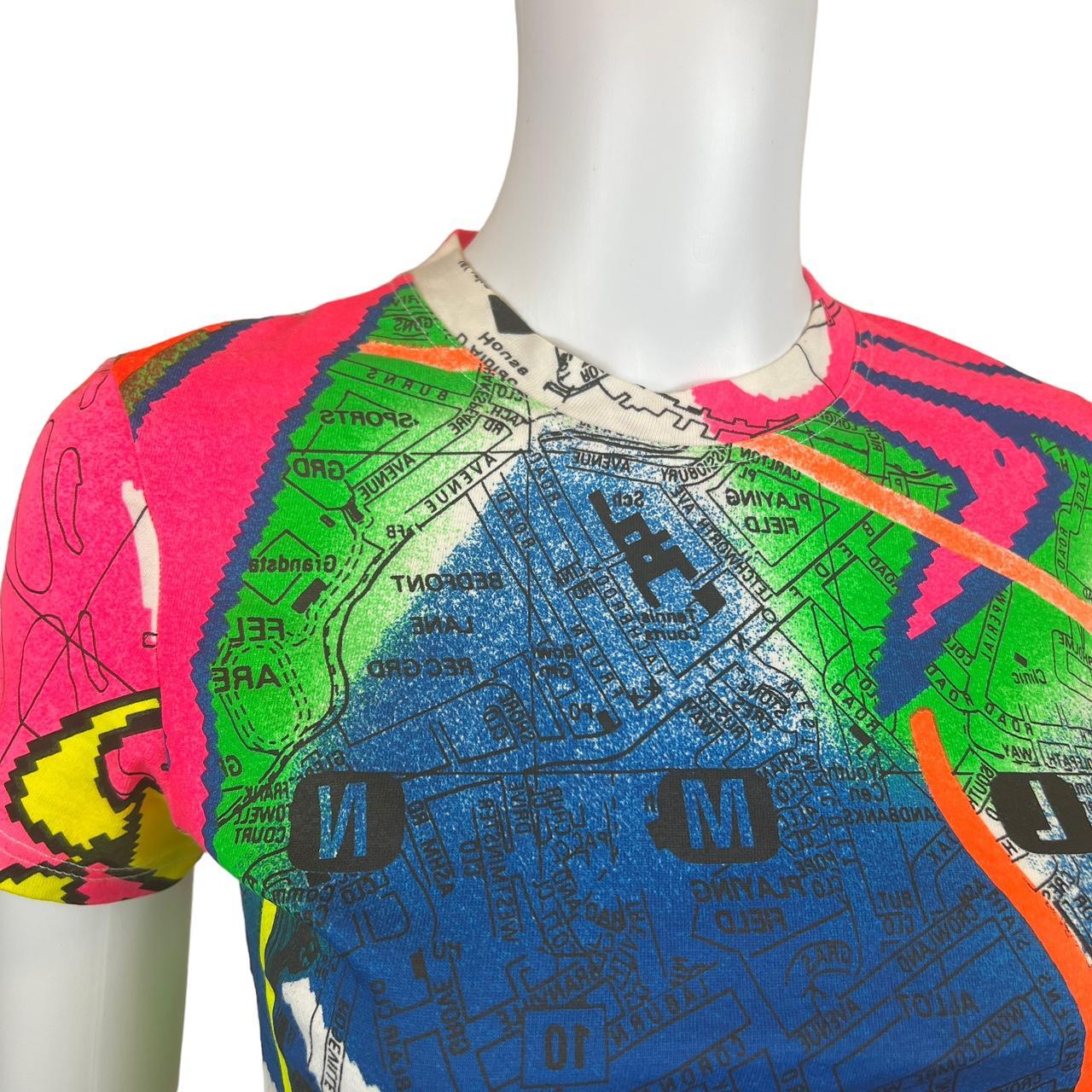 Christian Dior By John Galliano Summer 2001 Neon Techno Map T-Shirt - Outfit Repeater