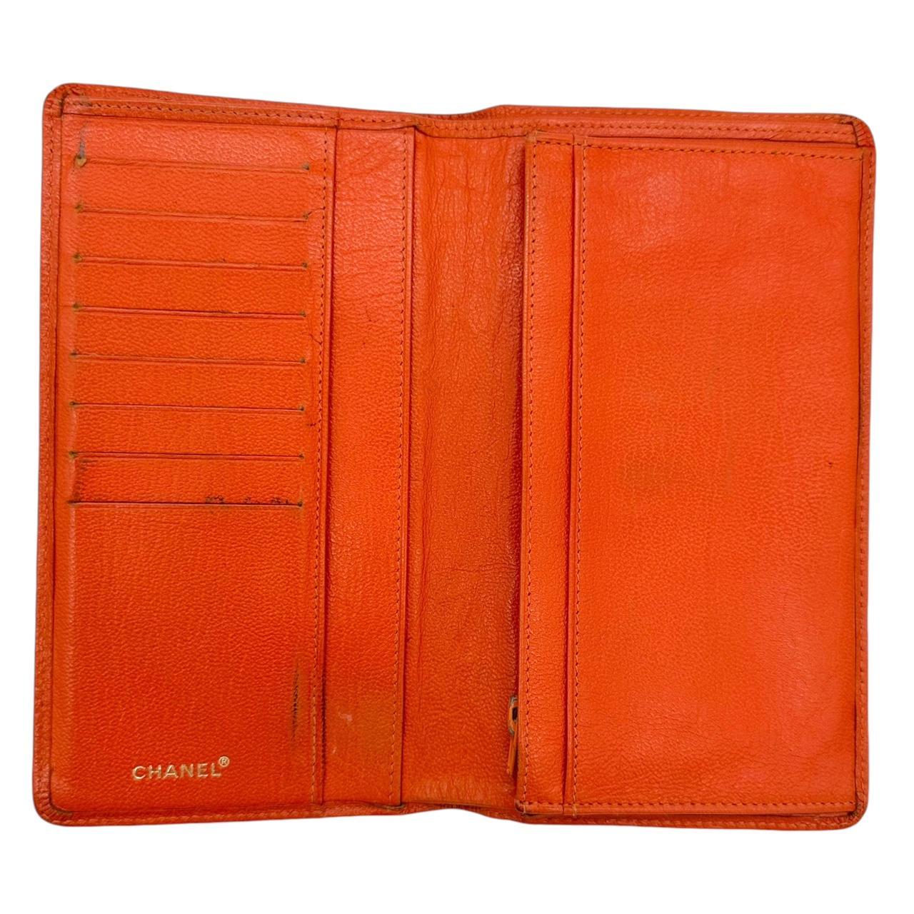 Chanel Orange Leather Long Wallet