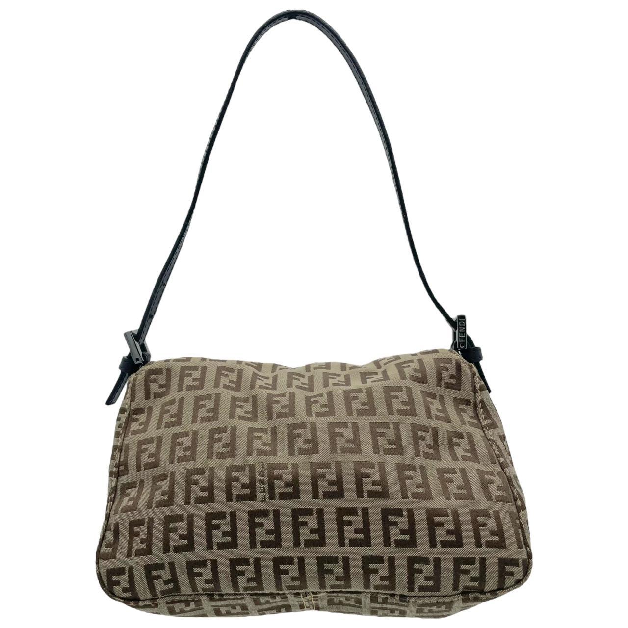 Fendi Mini Mama Baguette Shoulder Bag Tan Zucca Pattern