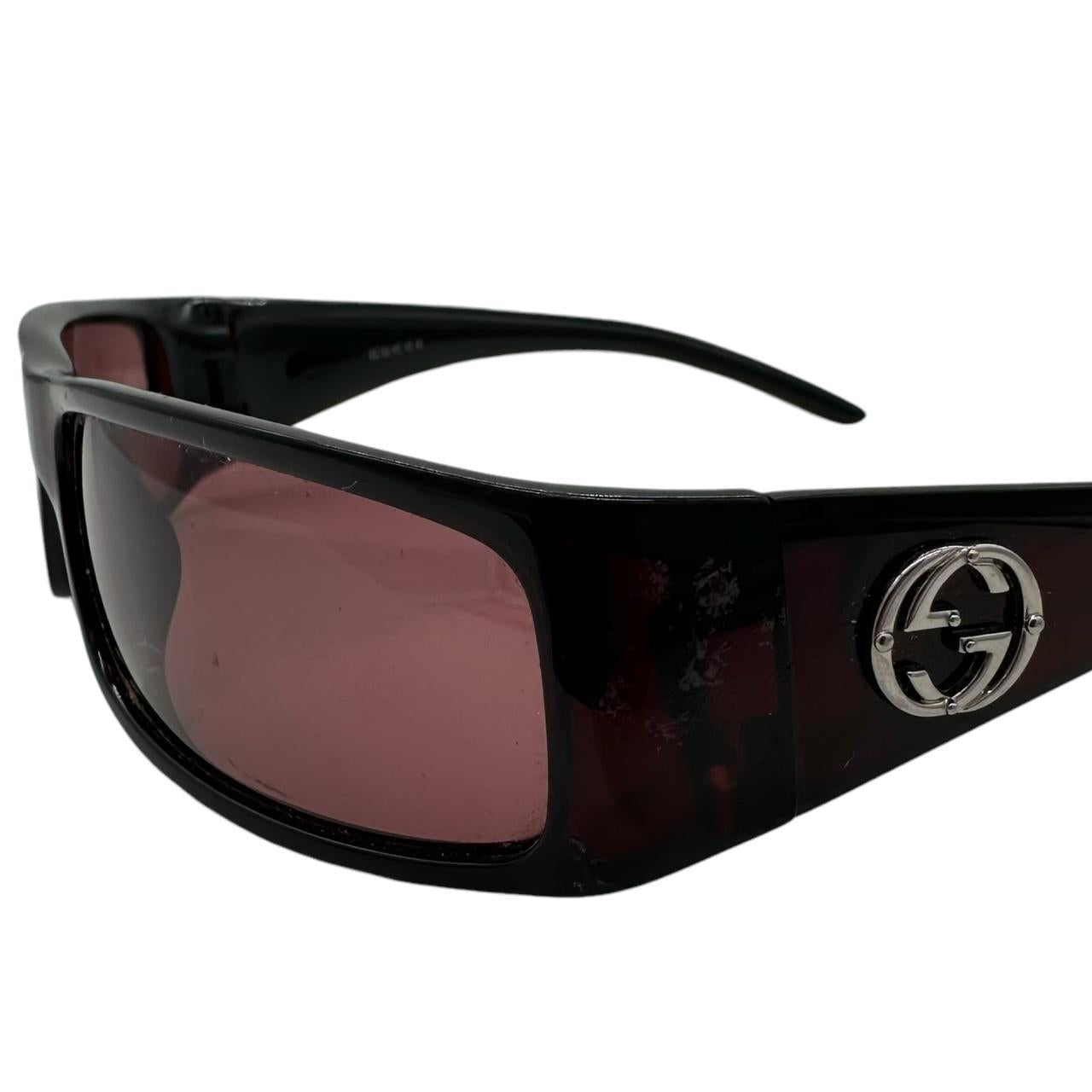 Gucci Burgundy Rectangle Shield Sunglasses - Outfit Repeater