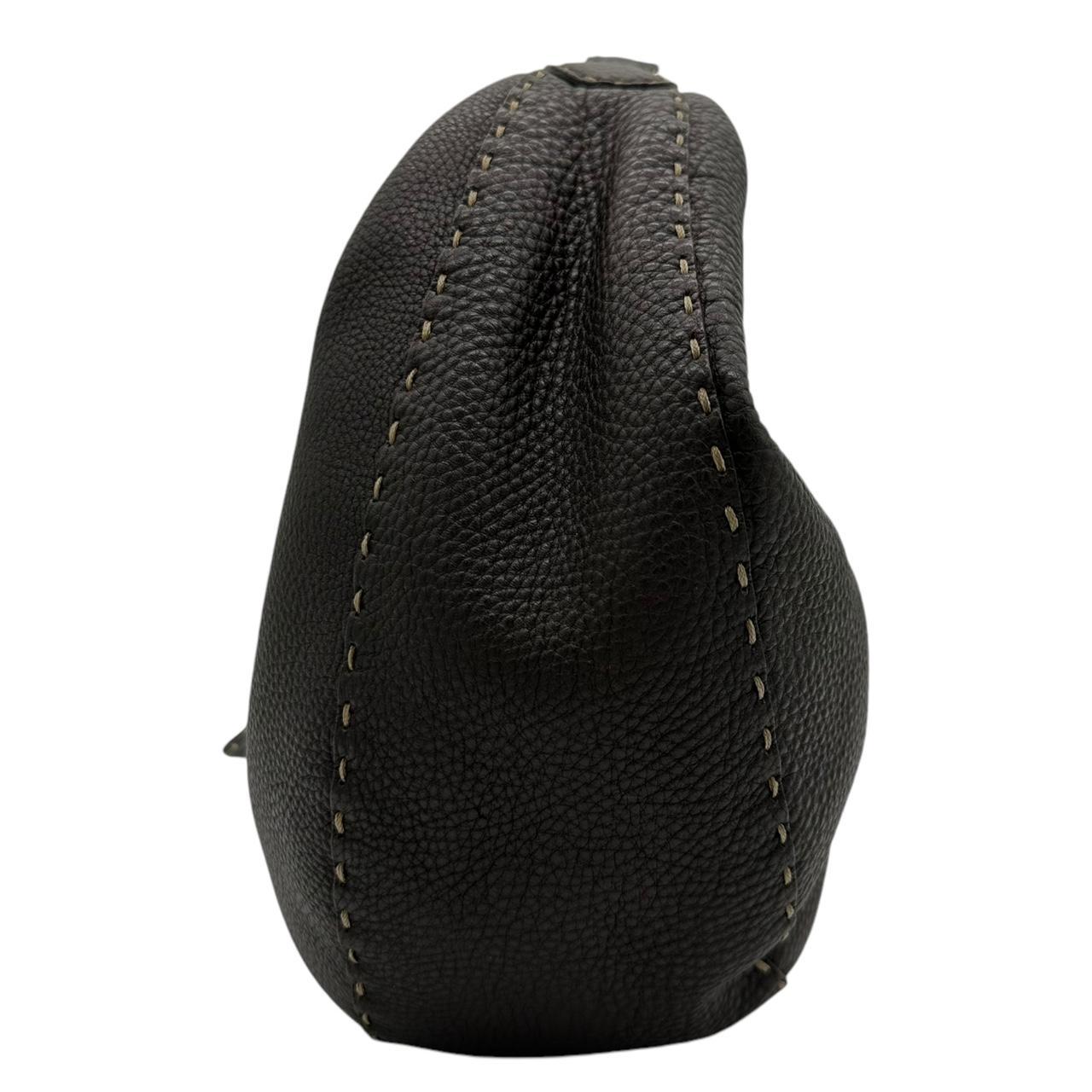 Fendi Selleria Gray Leather Crescent Shoulder Bag - Outfit Repeater